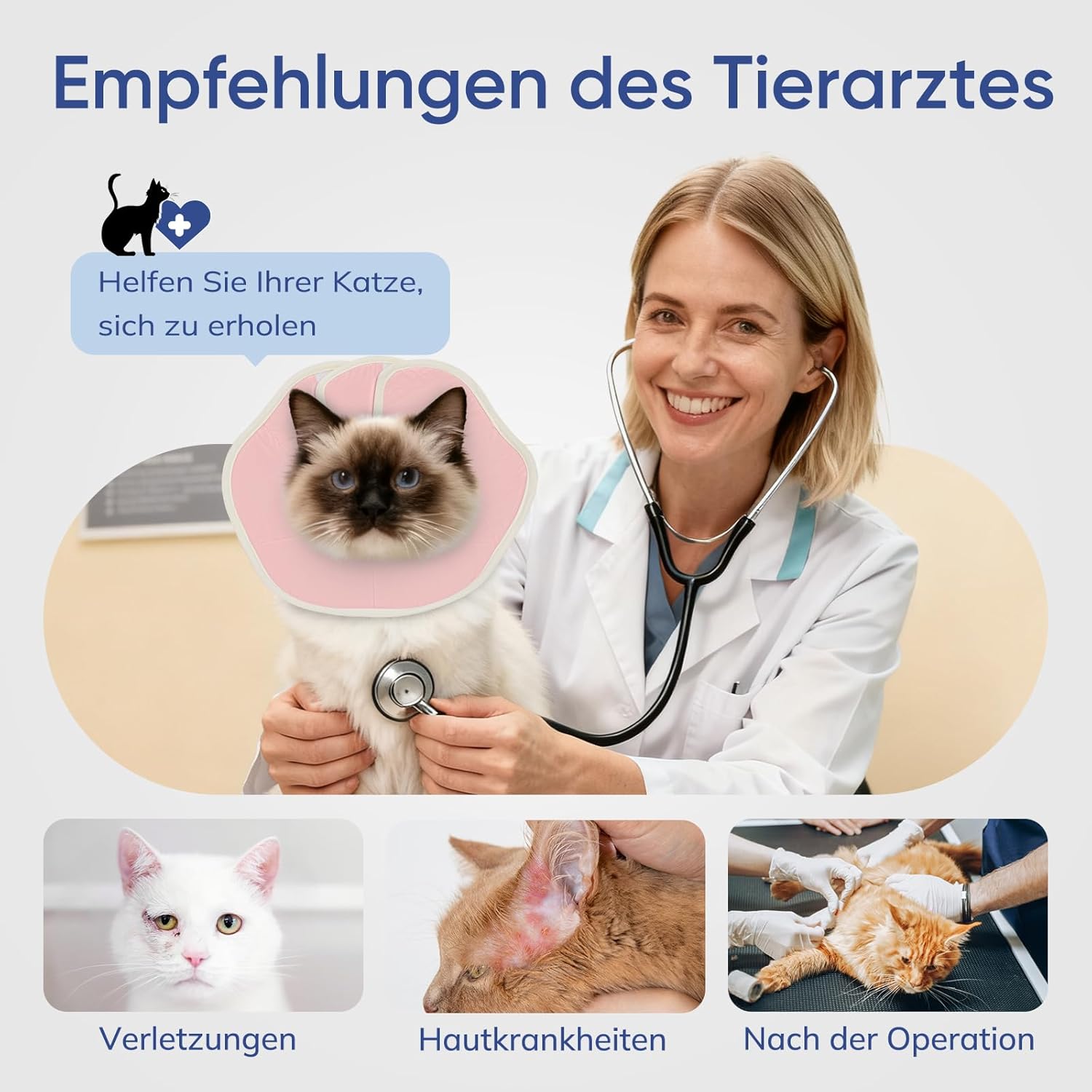 Thumbnail 6 de Supet weiche Halskrause für Katzen mit Verlängerungspolster – wasserabweisende Operationsnachsorge gegen Lecken