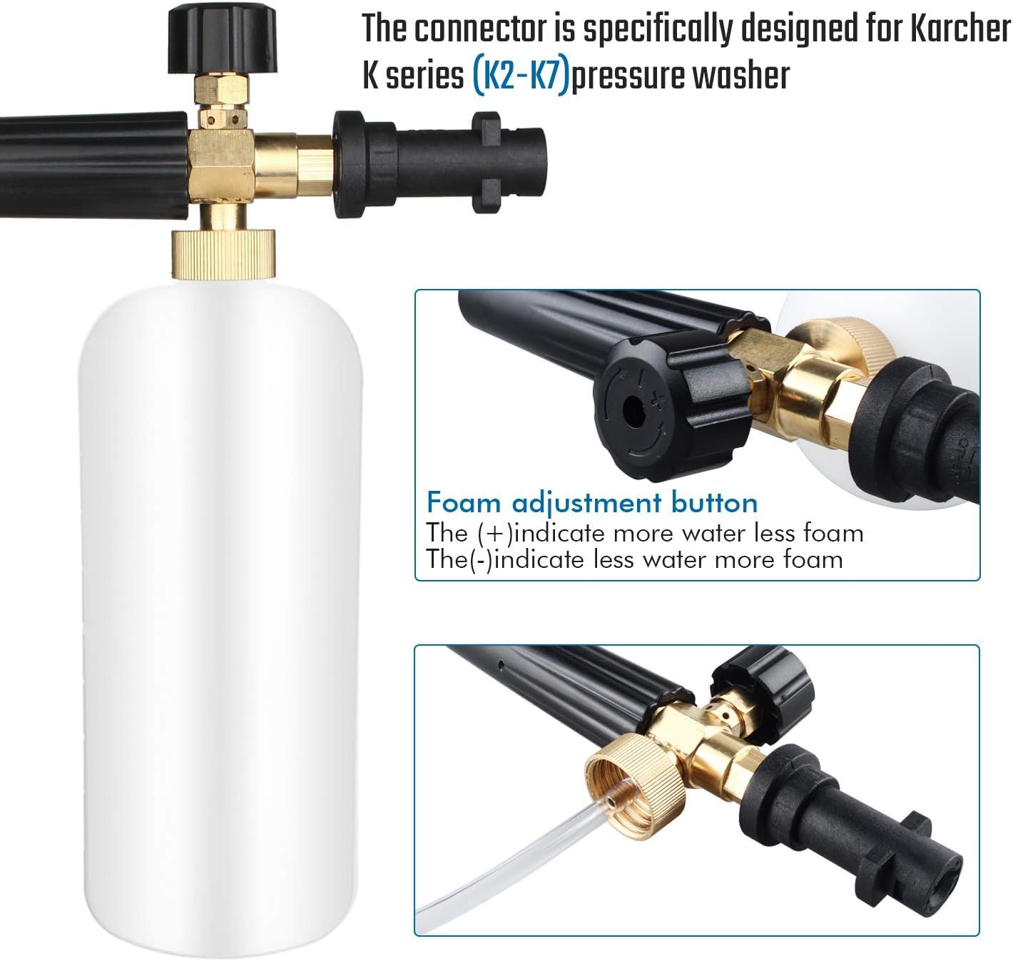 Detalle de Qooltek Adjustable Foam Cannon 1 L for Karcher
