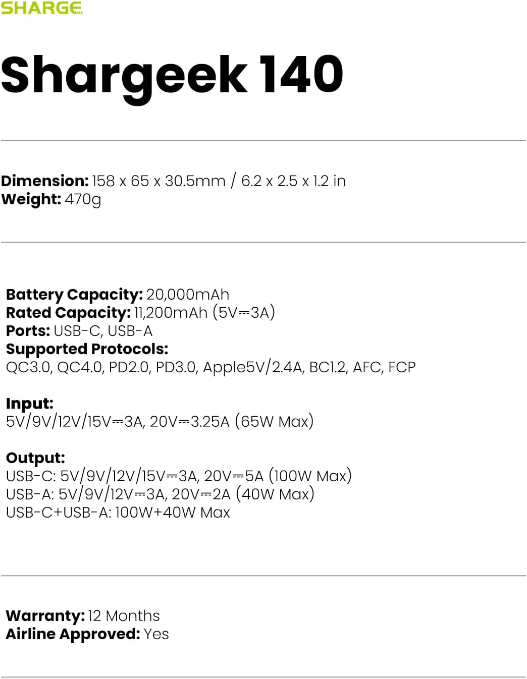 Thumbnail 6 de sharge X1i 140W Power Bank, 20,000mAh with Transparent Design and Display