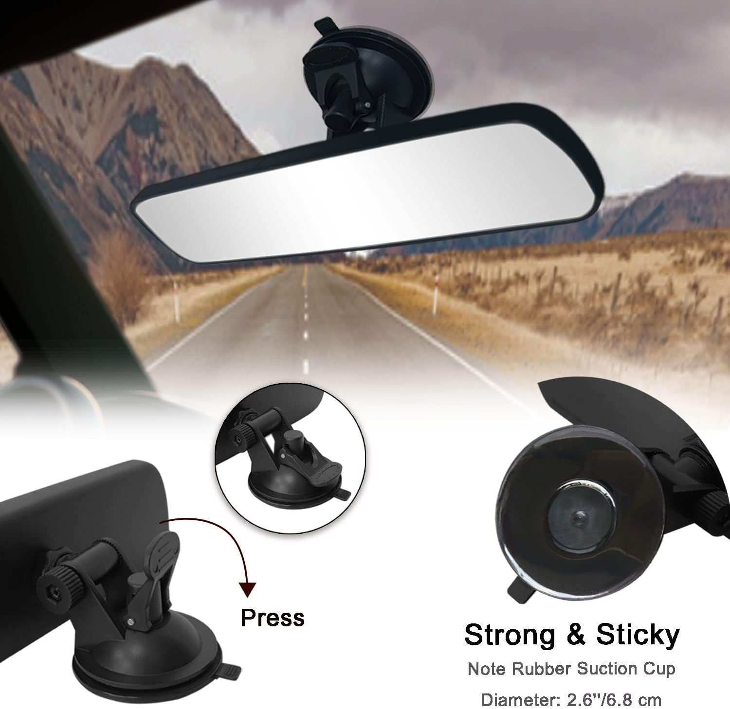 Detalle de LECAMEBOR Universal Thickened Anti-glare HD Rear View Mirror