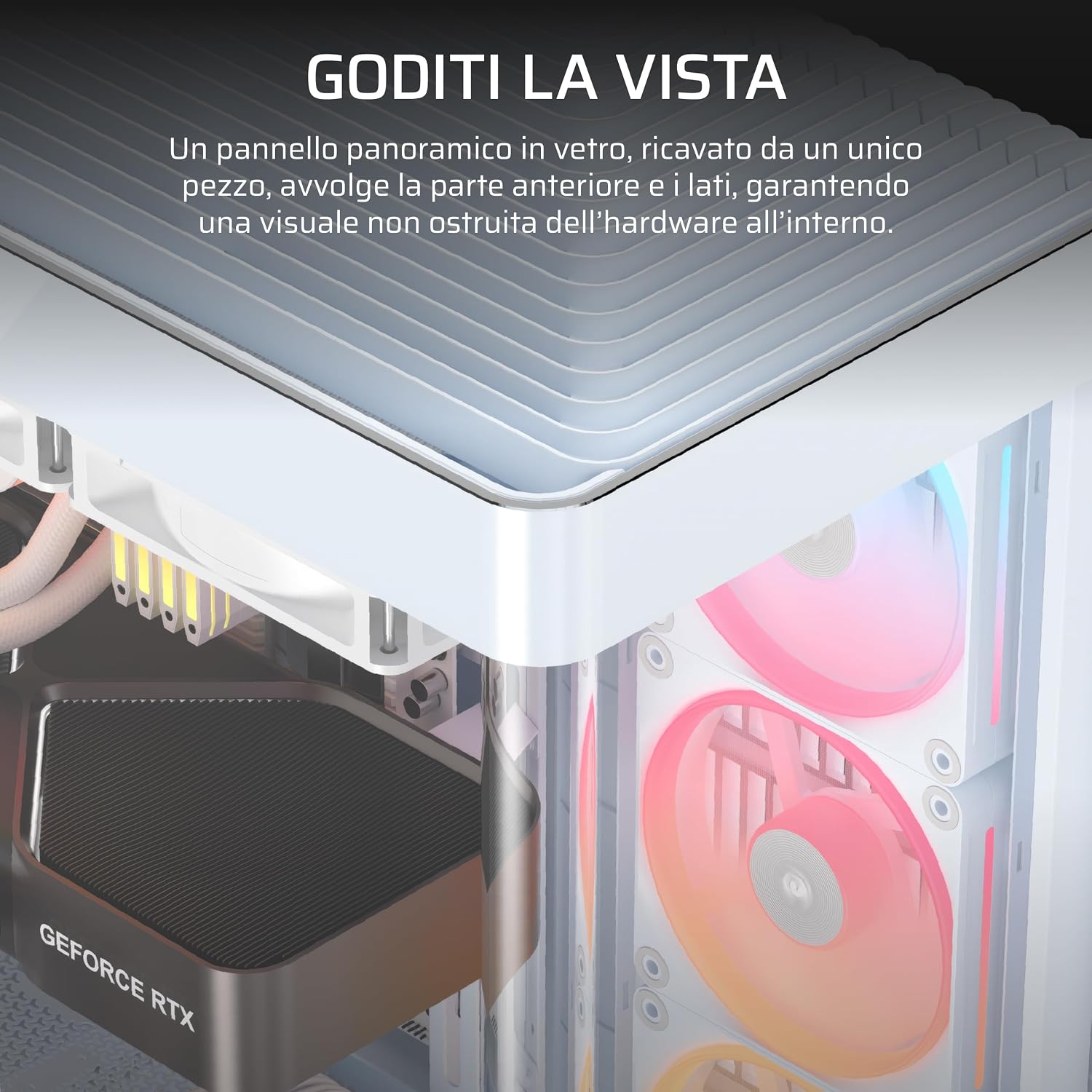 Thumbnail 2 de CORSAIR iCUE FRAME 4500X LX-R RGB LINK Case Mid-Tower bianco con vetro panoramico e ventole LX120R