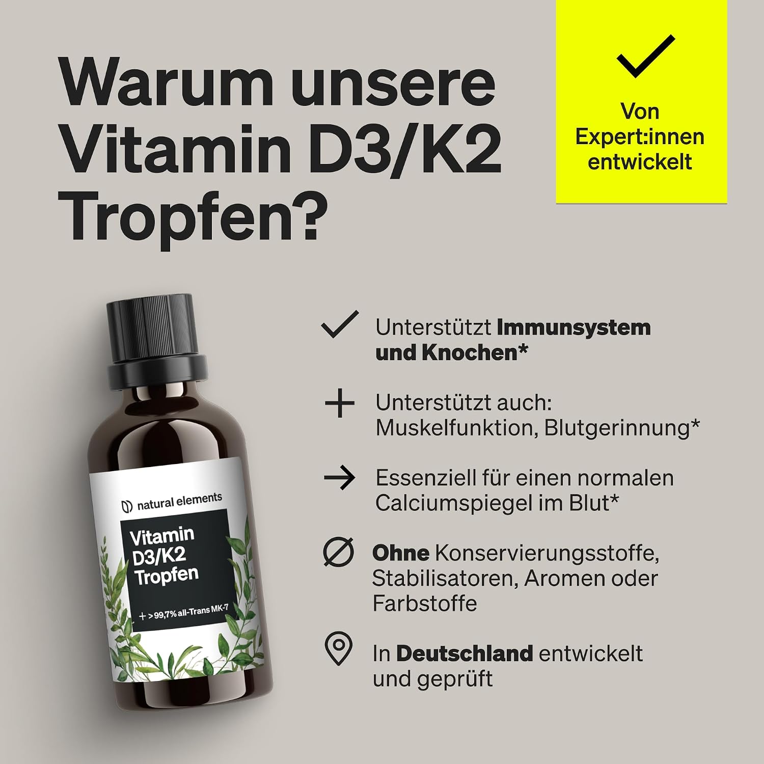 Thumbnail 2 de natural elements Vitamin D3 + K2 Tropfen 50 ml – Vitamin D3-K2 Tropfen 💊