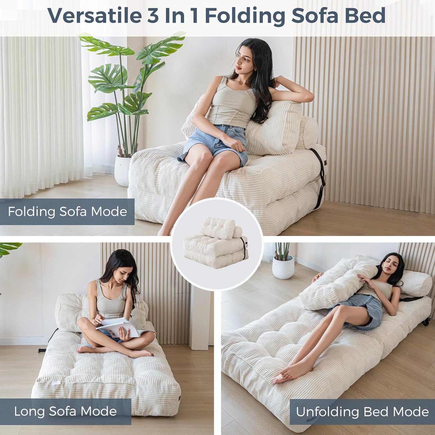 Detalle de MAXYOYO Folding Sofa Bed, 33.5 x 74.8in