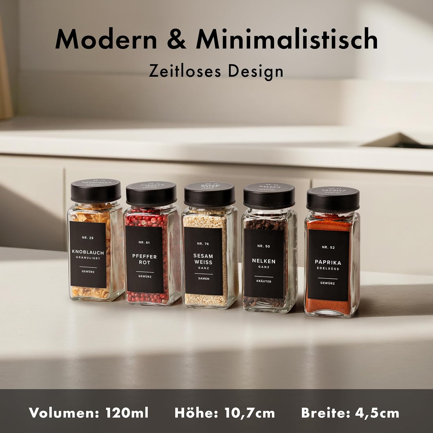 Detalle 2 de EDELHAUS Gewürzgläser Eckig Set 120ml