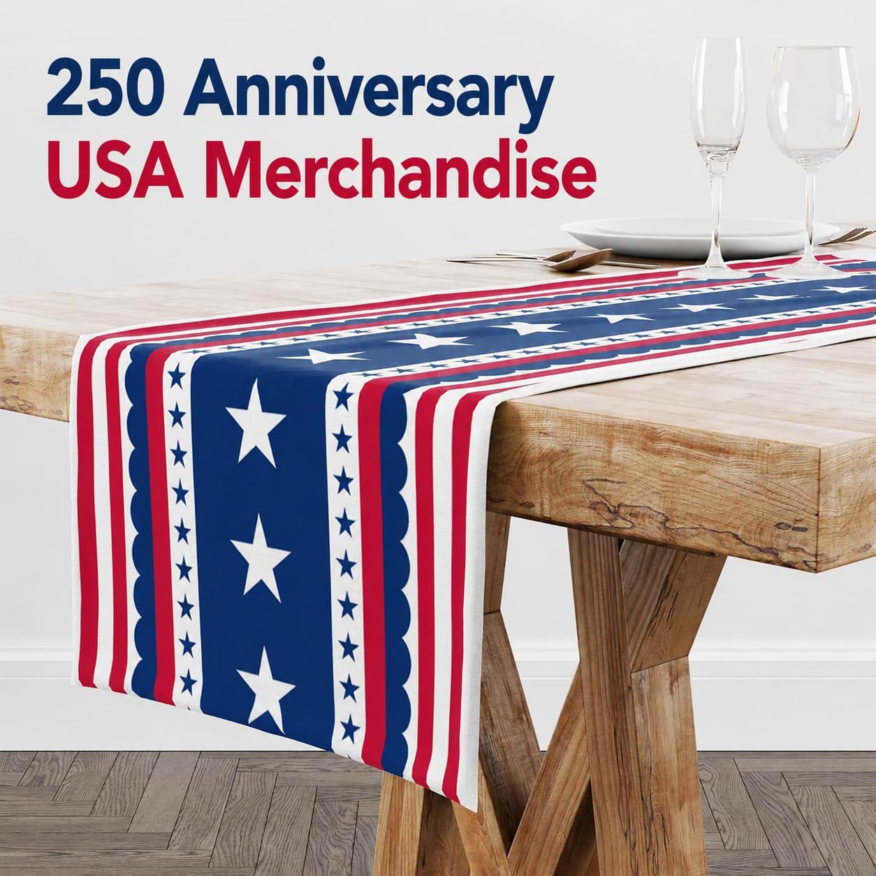 Detalle de OHOME Patriotic Table Runner, Polyester