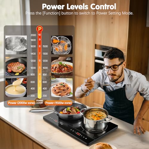 Thumbnail 3 de KICHPOWER Double Induction Hob: Portable 2-Zone Cooker with Independent Touch Controls
