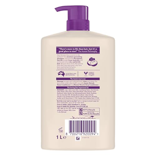 Thumbnail 8 de Aussie Miracle Moist Shampoo 1L Pump to Restore Brittle & Dry Hair