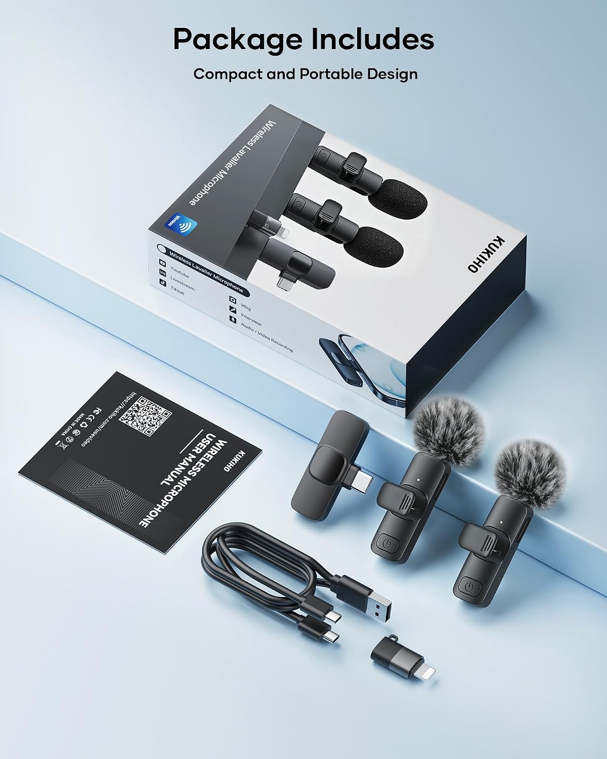Thumbnail 6 de KUKIHO Mic01 Wireless Lavalier Microphone, 2-Pack with Noise Reduction