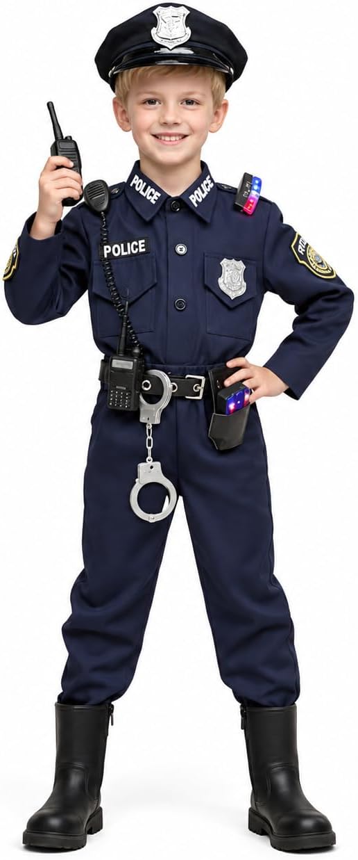 Detalle de KIDDOKIDS Police Costume Set for Kids, Polyester Uniform with Light and Sound Accessories