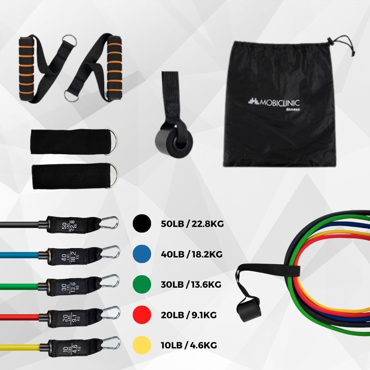 Thumbnail 6 de Mobiclinic – Ensemble de bandes de résistance avec poignées et accessoires