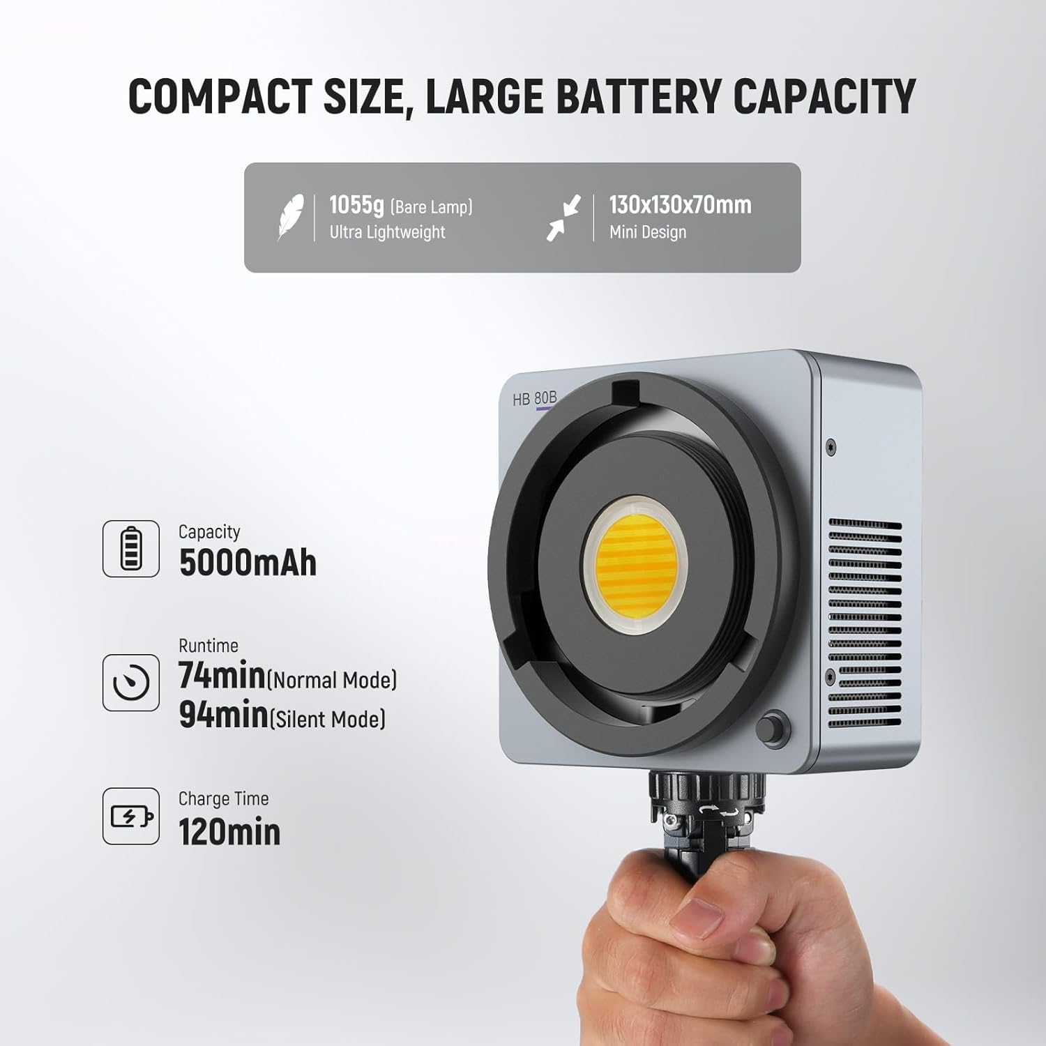 Thumbnail 6 de NEEWER HB80B 80W LED Videolicht mit 72Wh Akku, 2700–6500K & 2,4G/APP-Steuerung