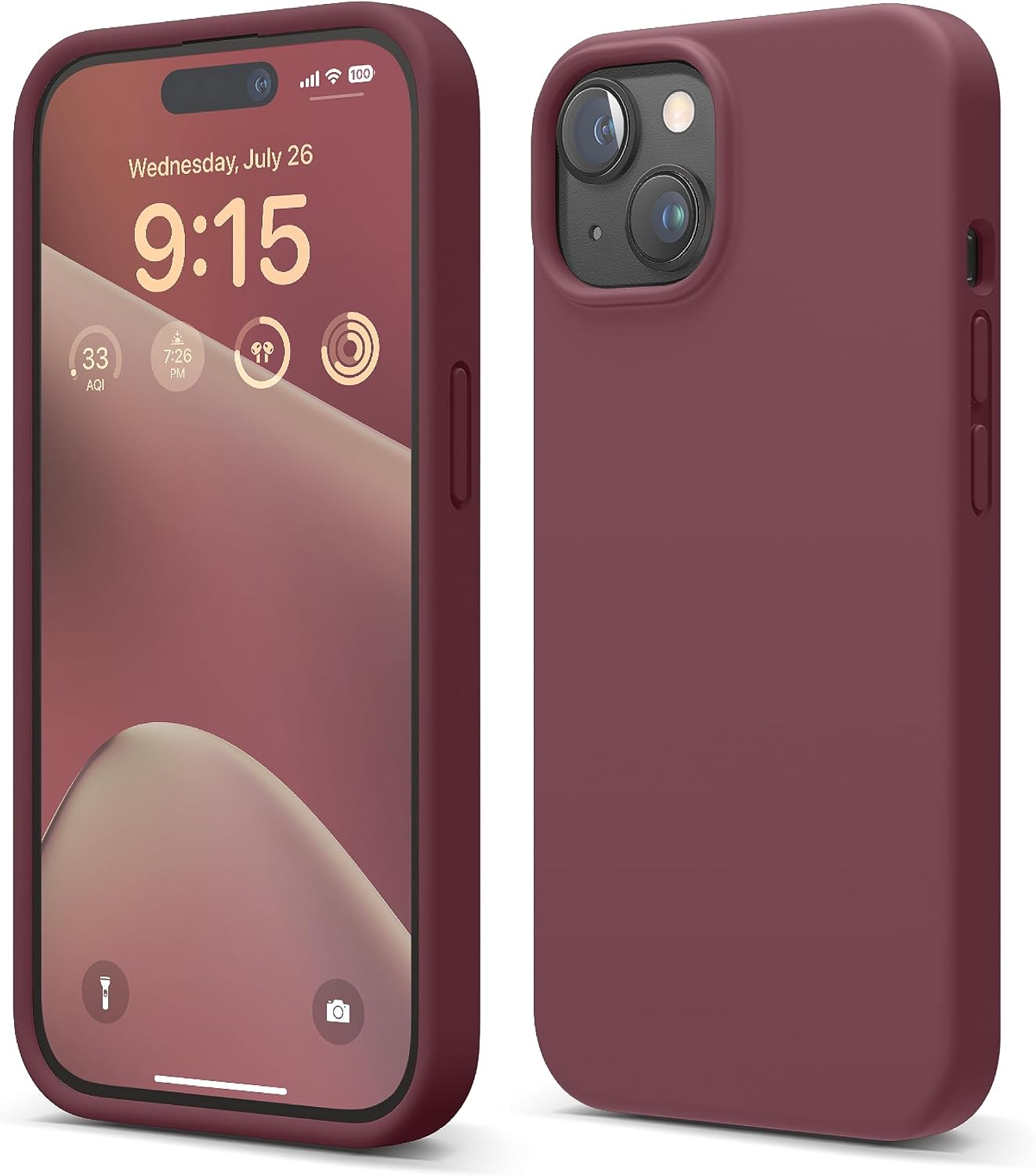 Detalle de elago Coque Silicone Liquide pour iPhone 15 – étui intégral en silicone et microfibre anti-rayures (Bordeaux)