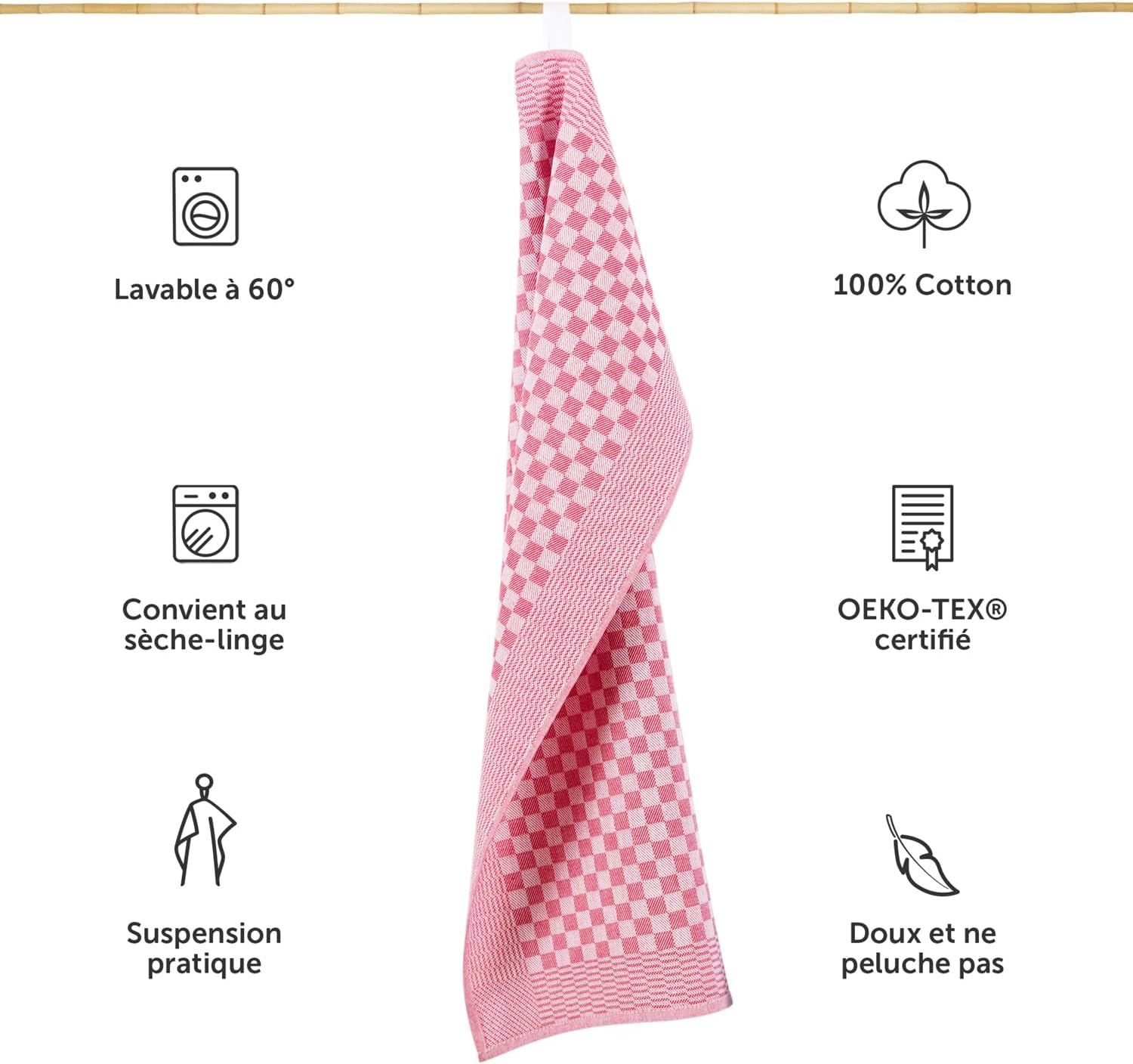 Thumbnail 2 de Blumtal torchon Cuisine – lot de 10 torchons 50 x 70 cm, rouge, coton certifié Oeko-Tex