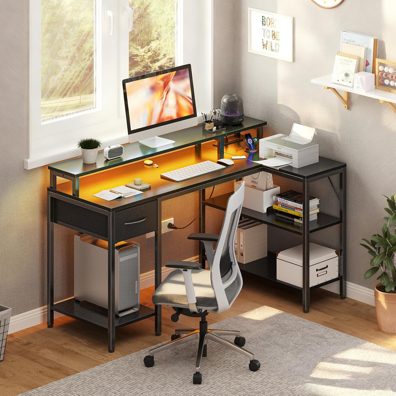 Detalle de OLIXIS L-Shaped Gaming Desk, 47 Inch