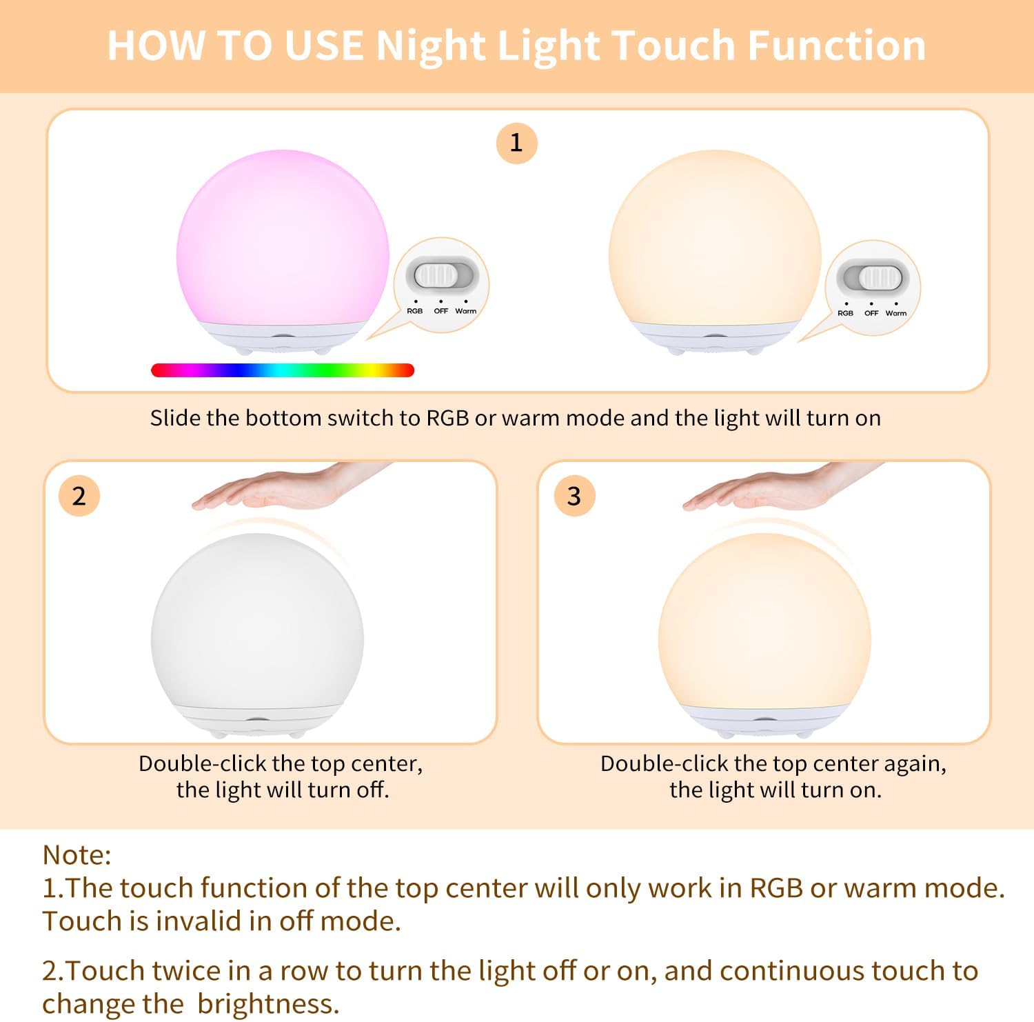 Thumbnail 4 de LED Night Light 7‑colour USB rechargeable touch lamp 🌙