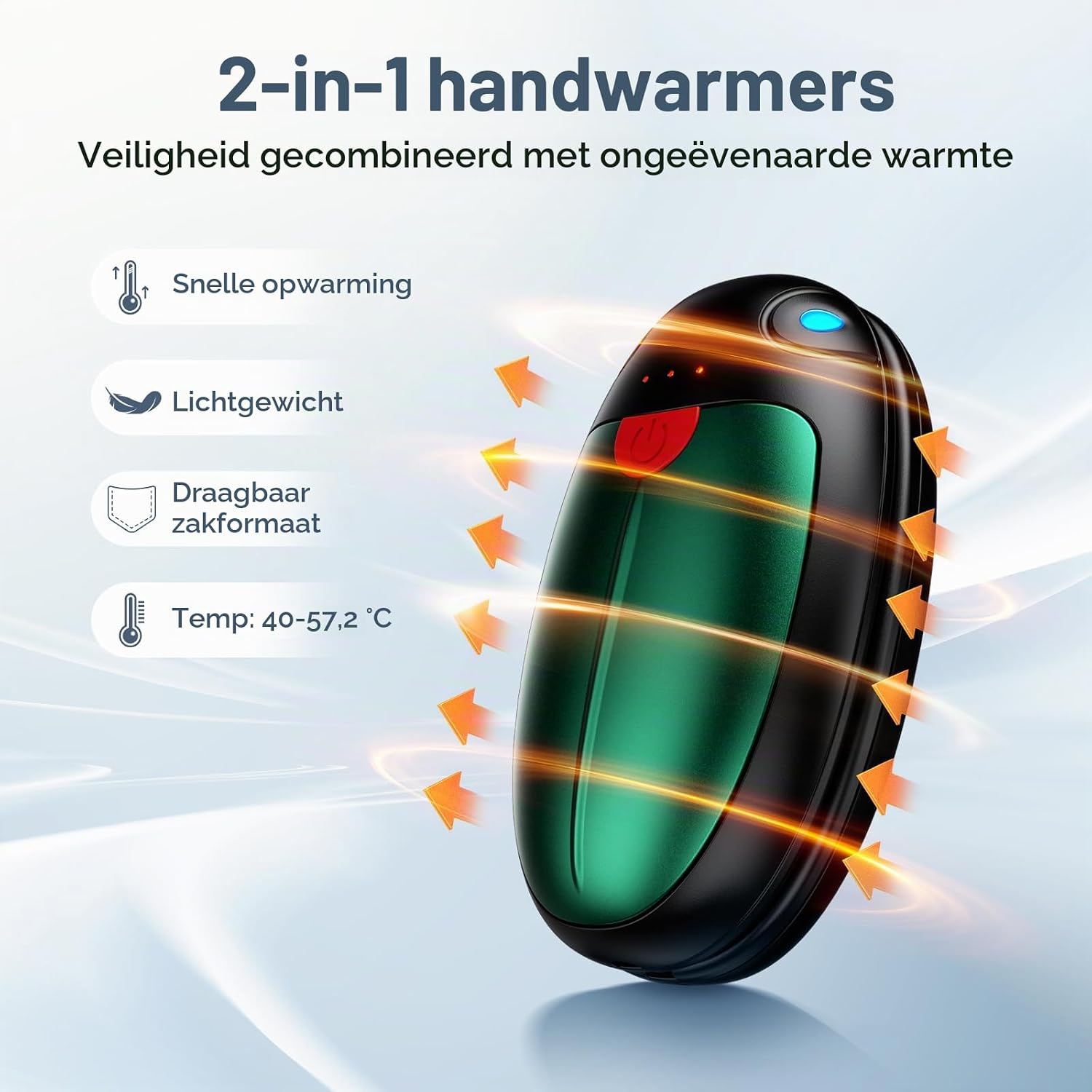 Detalle 2 de VTHW TT-05 oplaadbare handwarmers, 2-pack met 3 warmtestanden