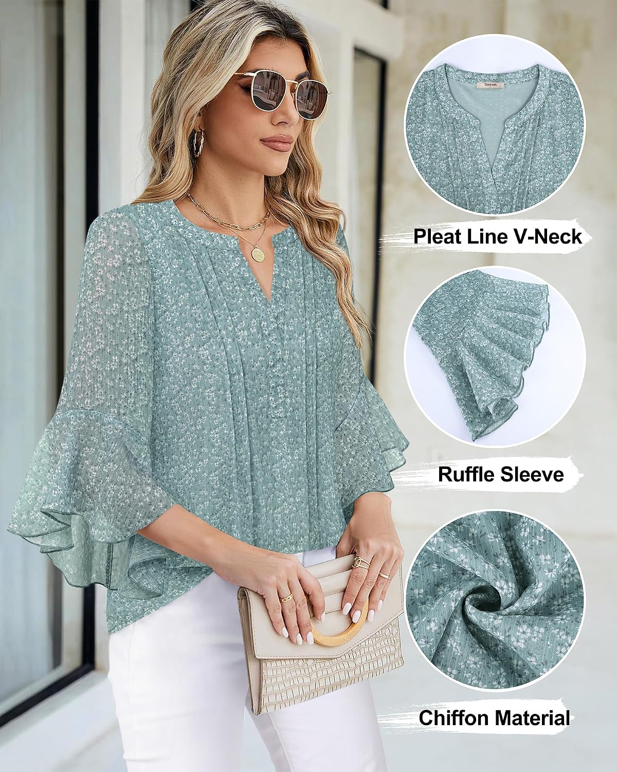 Thumbnail 3 de Timeson Women's 3/4 Sleeve Dressy Top