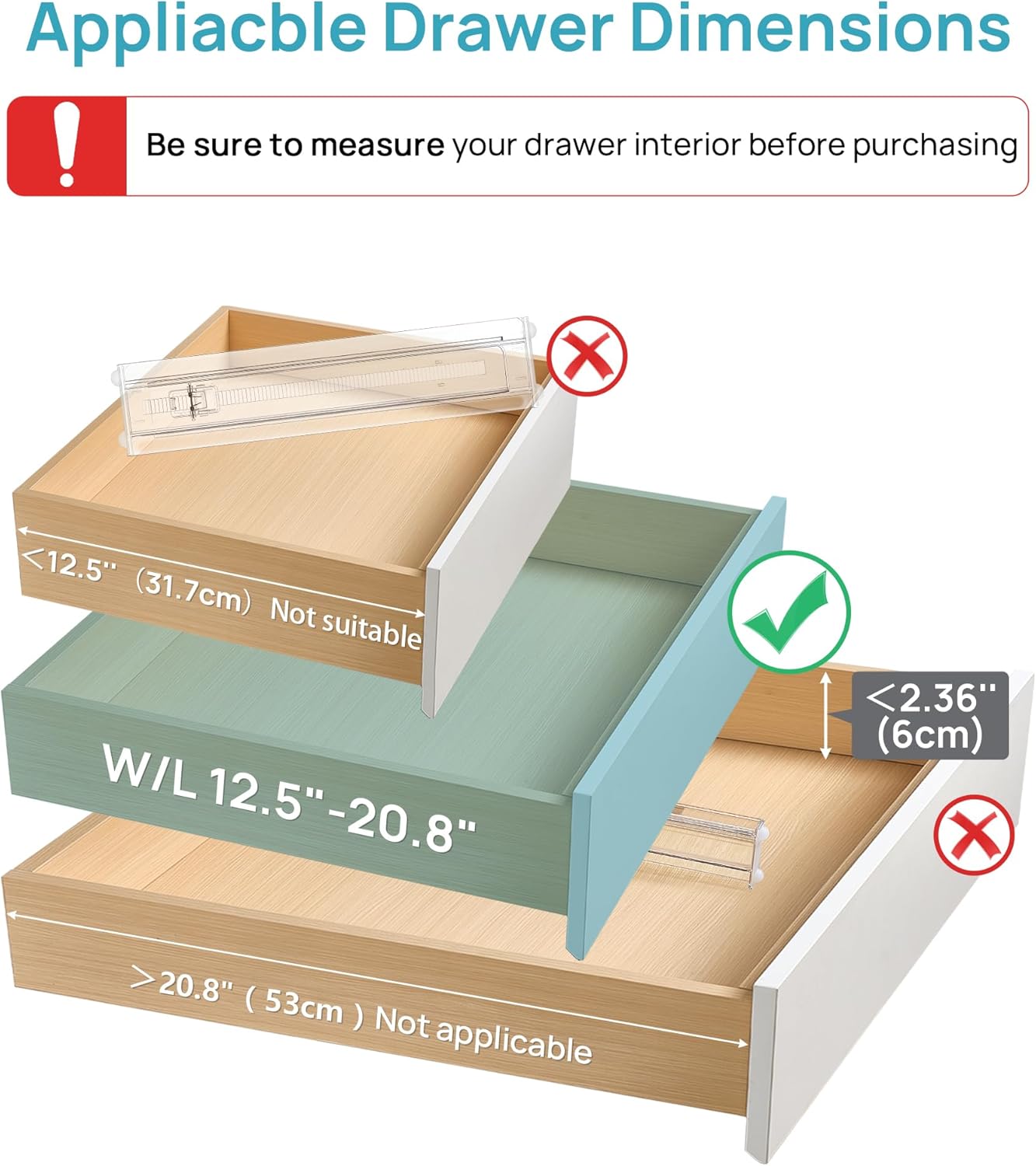 Thumbnail 1 de Vtopmart 4 Pack Shallow Drawer Dividers 2.36"