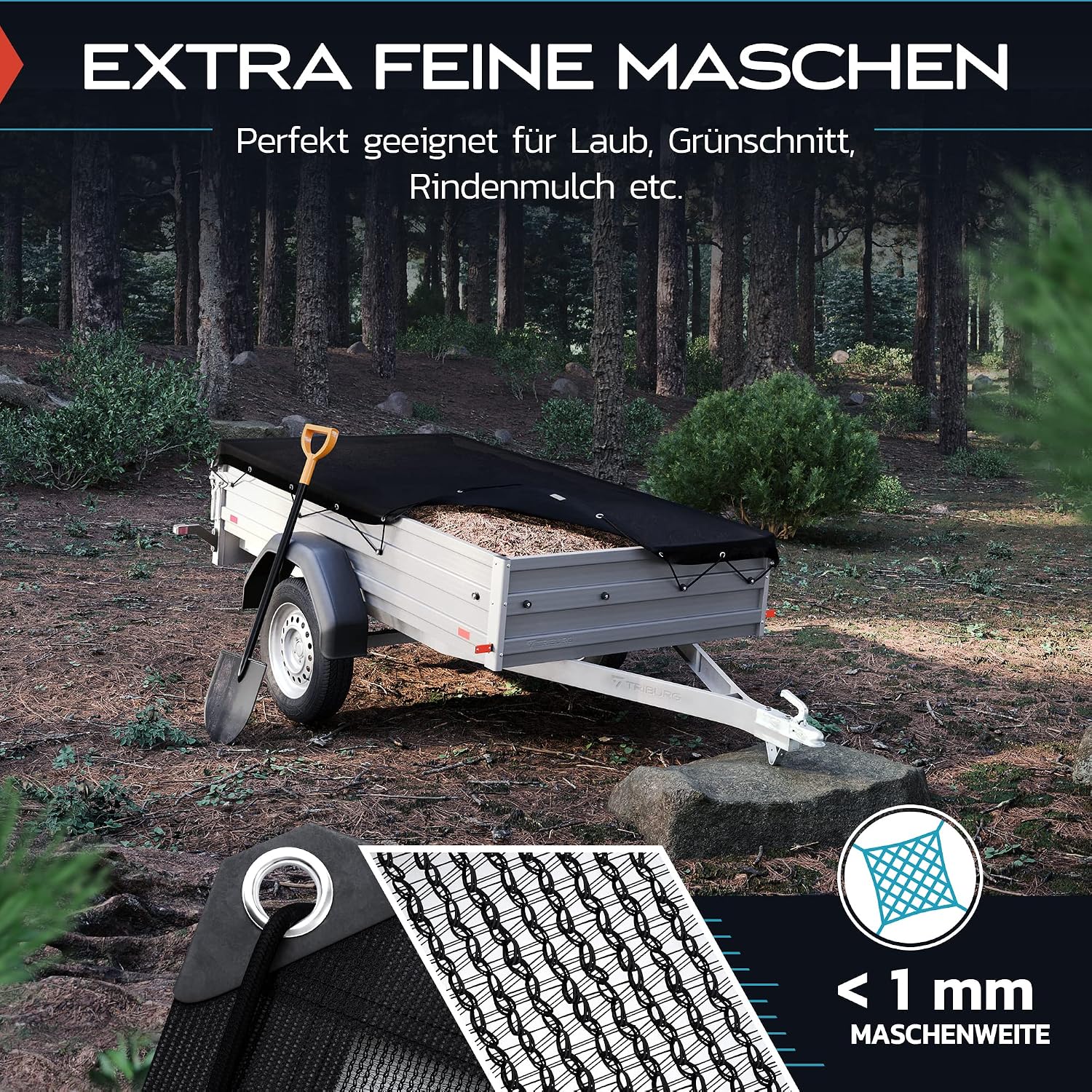 Detalle 2 de TRIBURG rete per rimorchi a maglia fine 1,5x2,2 (fine-mesh) per fissaggio del carico