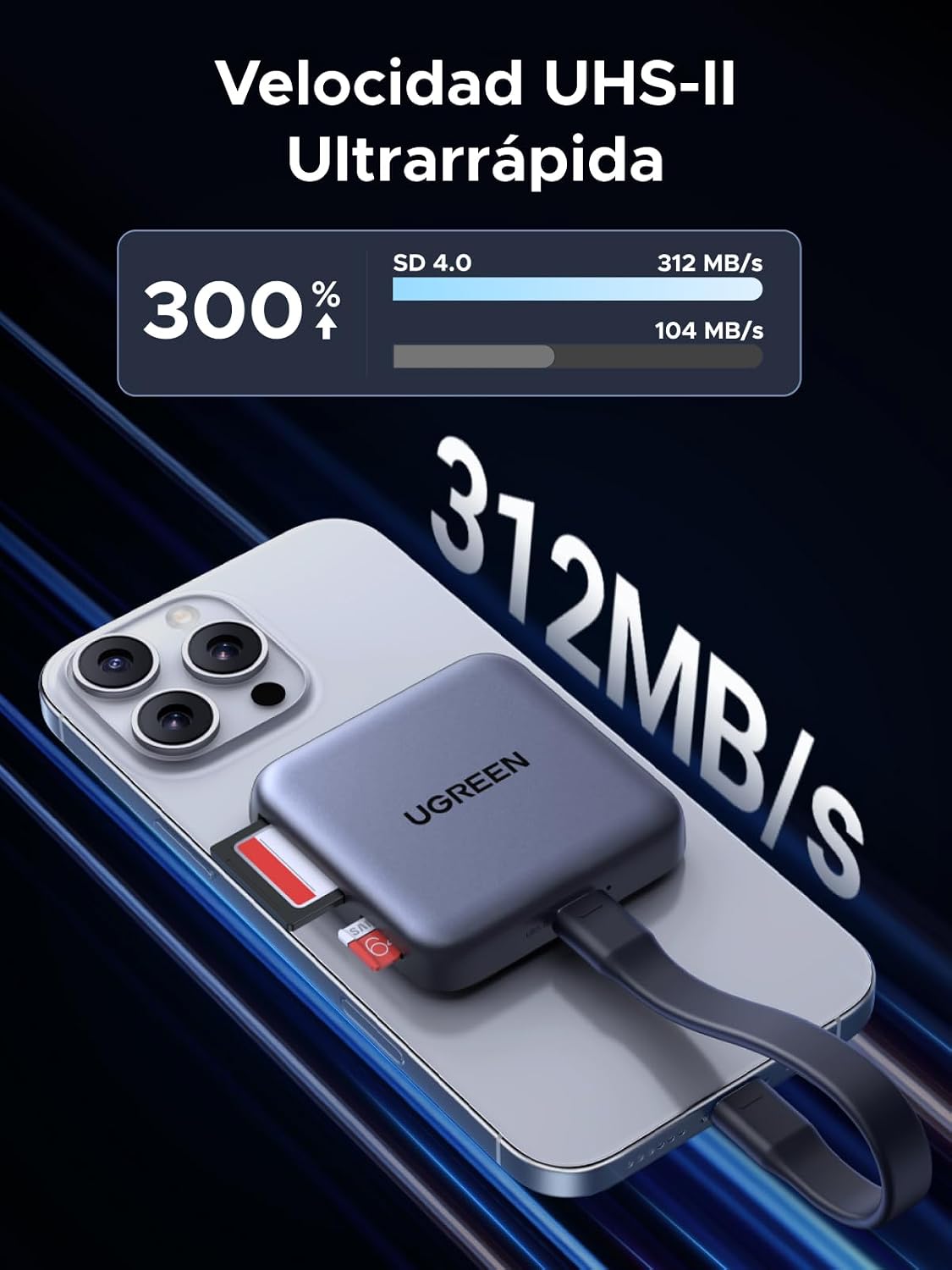 Thumbnail 2 de UGREEN Lector Magnético SD/TF 4.0 UHS II USB-C 100W 💾