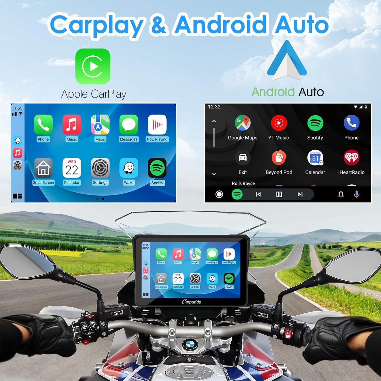 Detalle 2 de Carpuride W702B 7" Motorcycle CarPlay Screen
