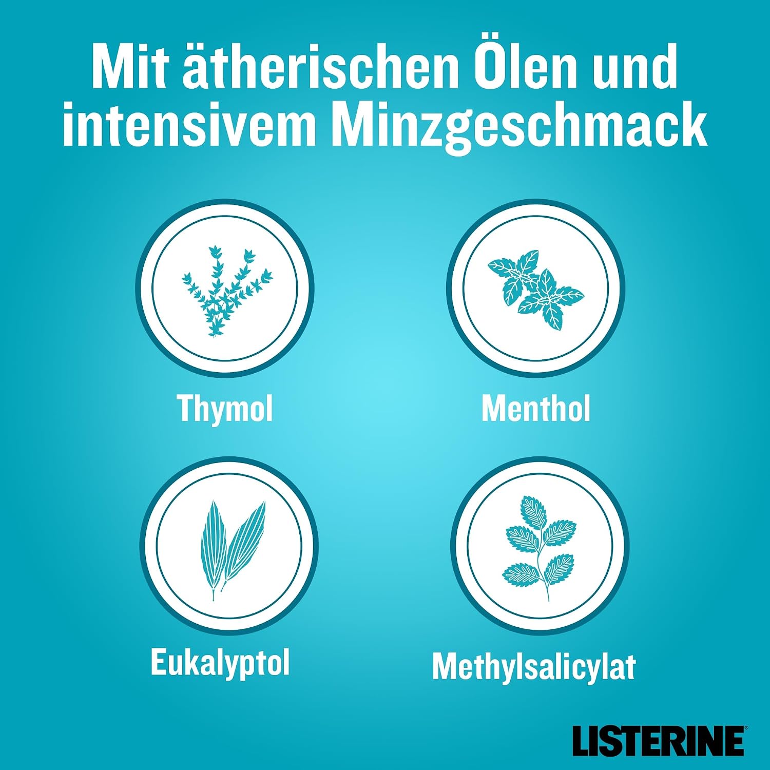 Detalle 2 de Listerine Cool Mint Mundwasser (4 x 750 ml) – antibakterielle Spülung mit intensivem Minzgeschmack