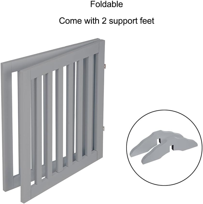 Detalle de unipaws 91 cm H Free Standing Wooden Pet Gate for Dogs & Cats