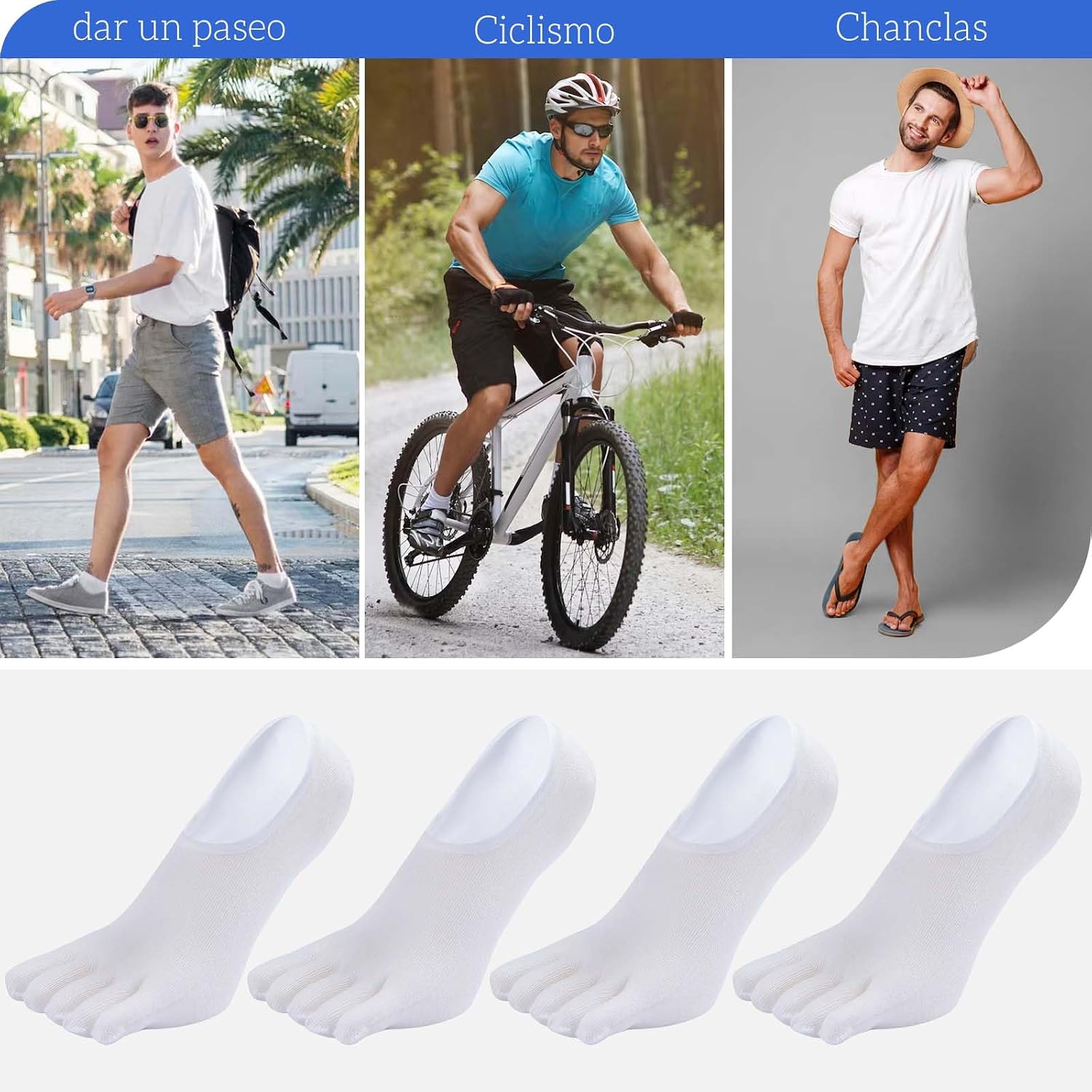 Thumbnail 5 de PUTUO Calcetines dedos invisibles hombre 4 pares