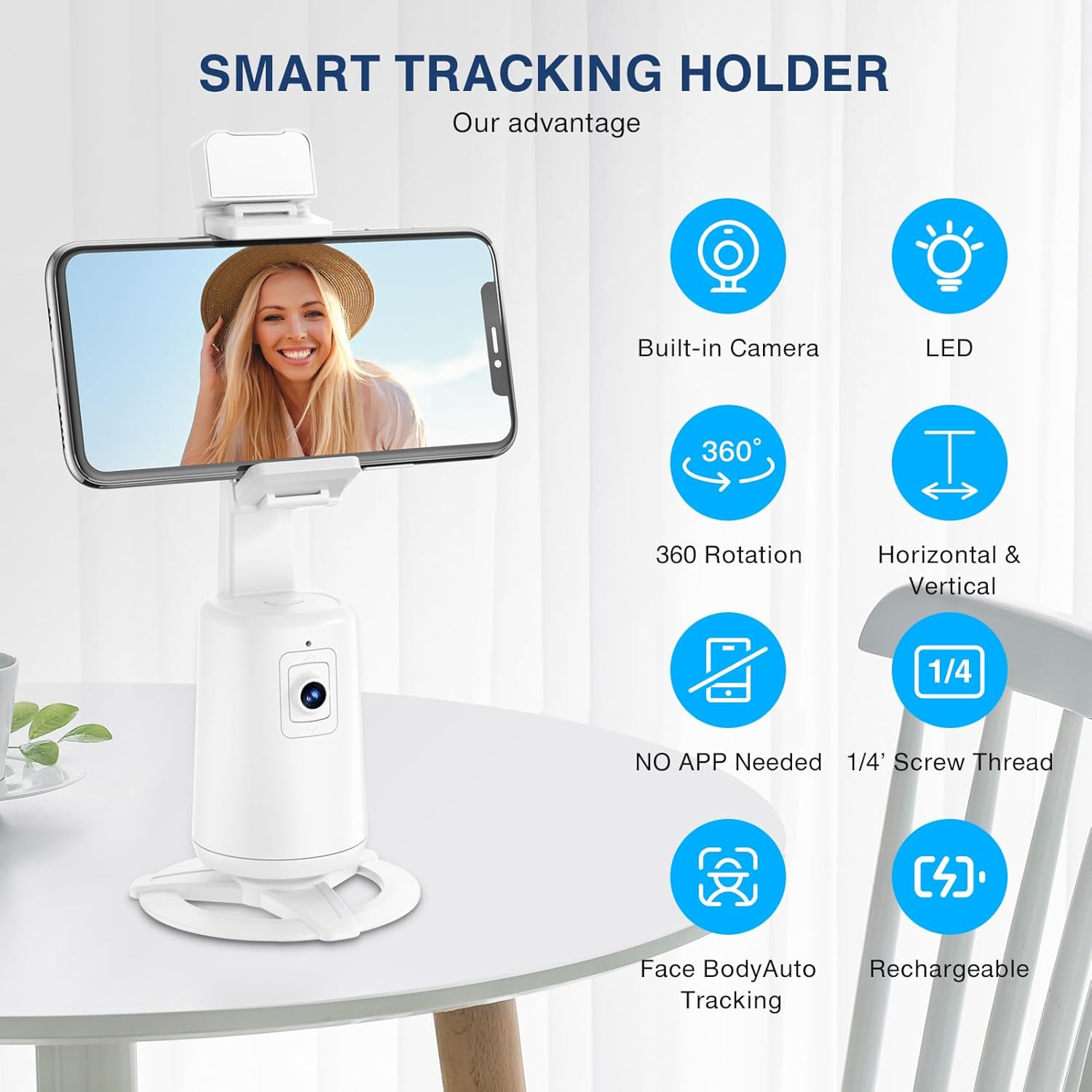 Thumbnail 4 de Auto Face Tracking Tripod 360° Rotating Stand with Remote