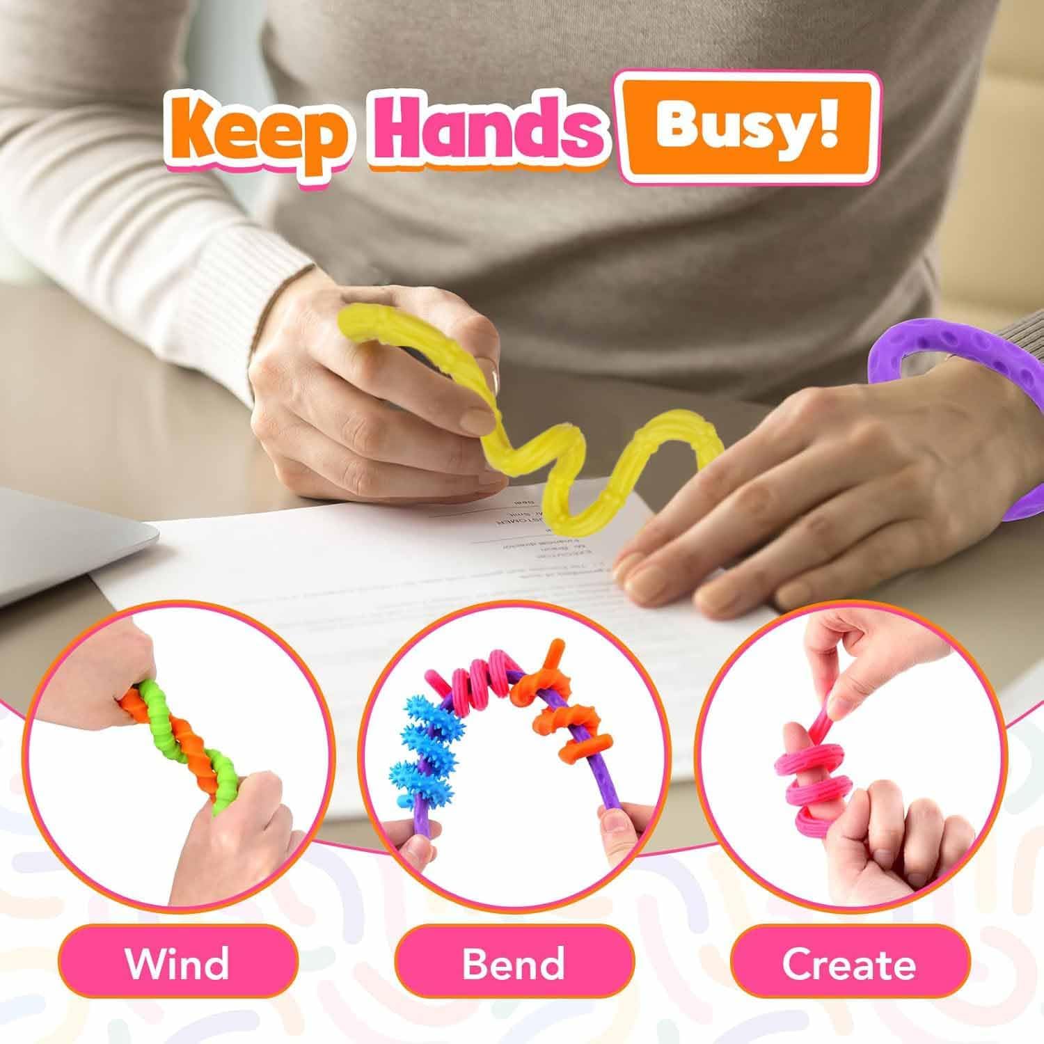 Detalle 2 de Bambebe Set di 6 Giochi Antistress Sensoriali: Bastoncini Tattici Calmanti per Autismo, ADHD e Ansia