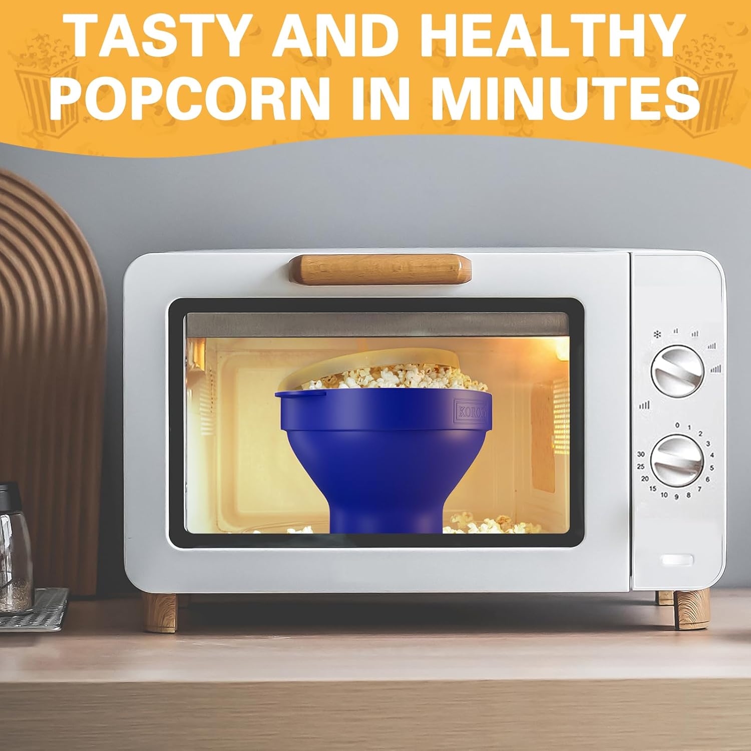 Detalle 2 de Korcci Microwave Popcorn Popper 🍿