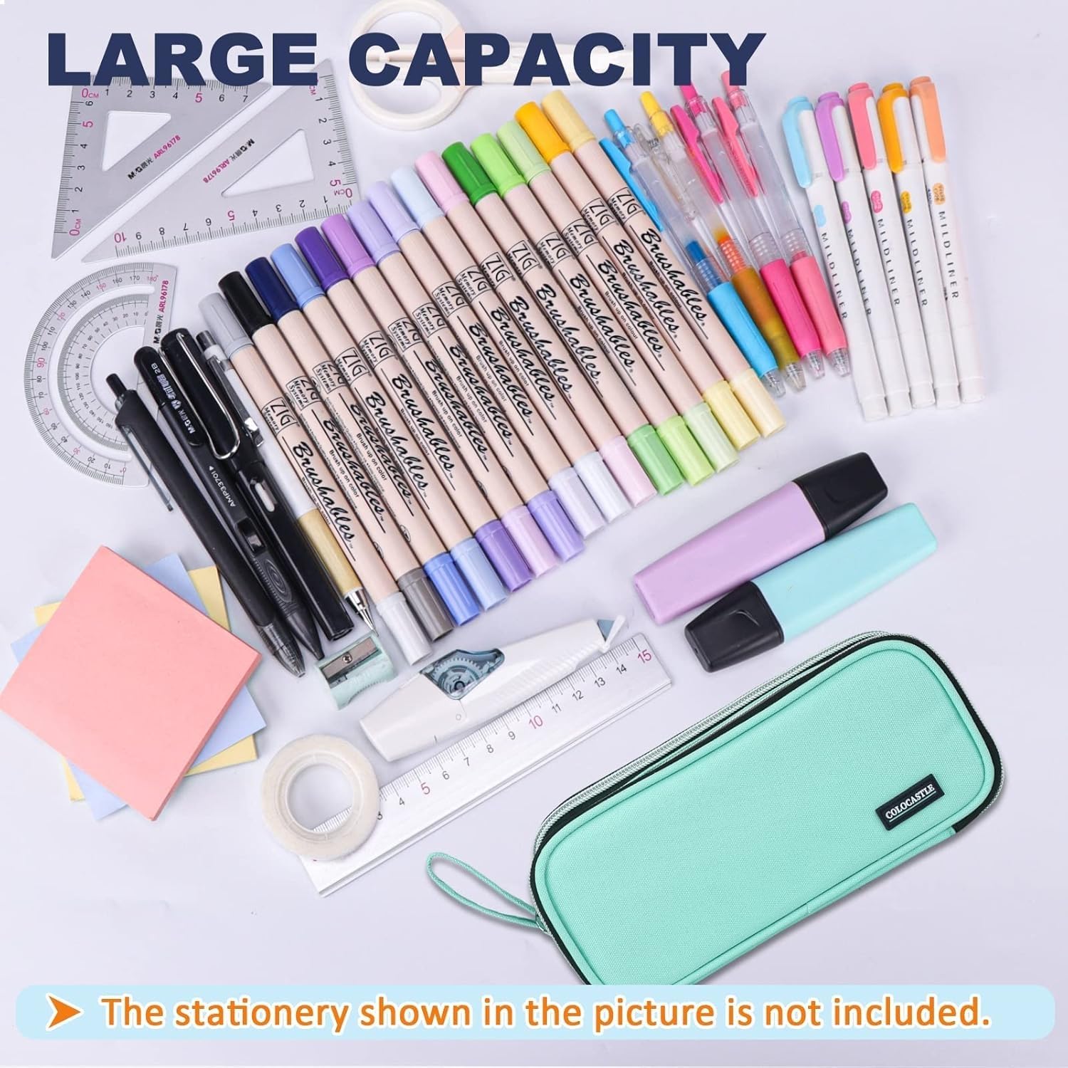 Thumbnail 2 de COLOCASTLE Trousse Scolaire à 3 compartiments — Grande capacité, Vert Menthe