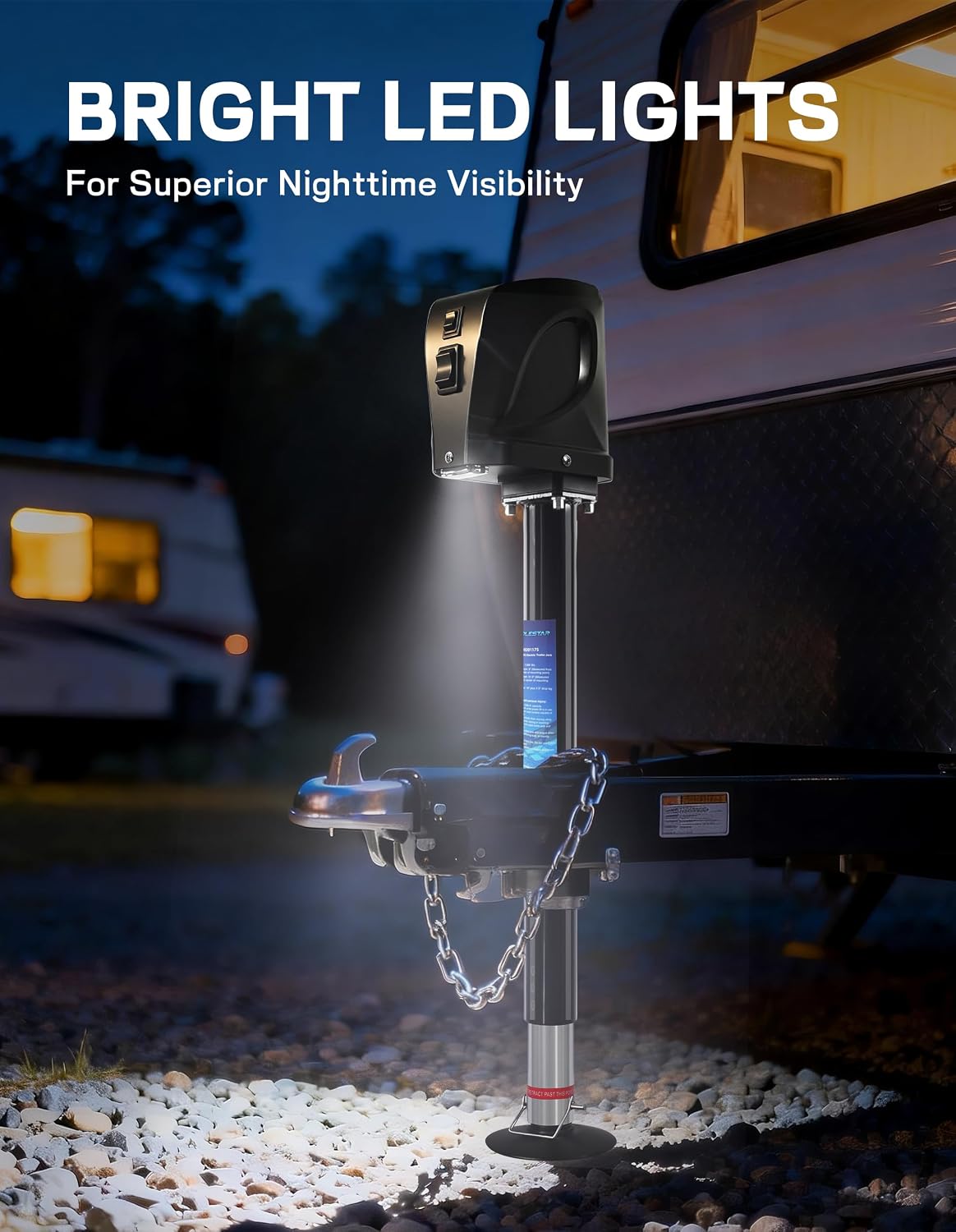 Detalle 2 de POLESTAR 7500 lbs Electric Trailer Jack with LED Light and Waterproof Cover