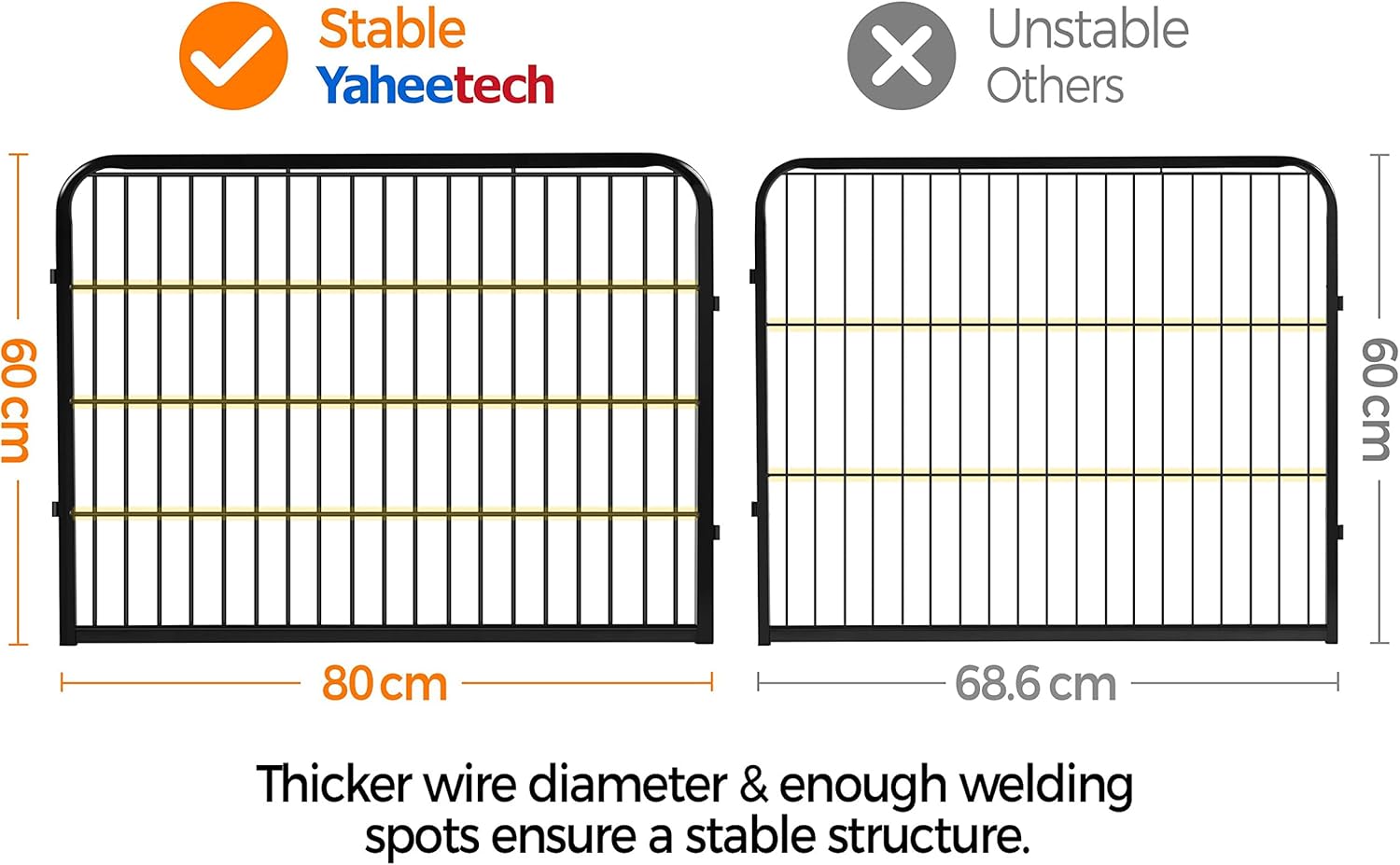 Detalle de Yaheetech Welpenlaufstall mit 6 Welpengittern (je 80 x 60 cm) – faltbar für Innen & Außen
