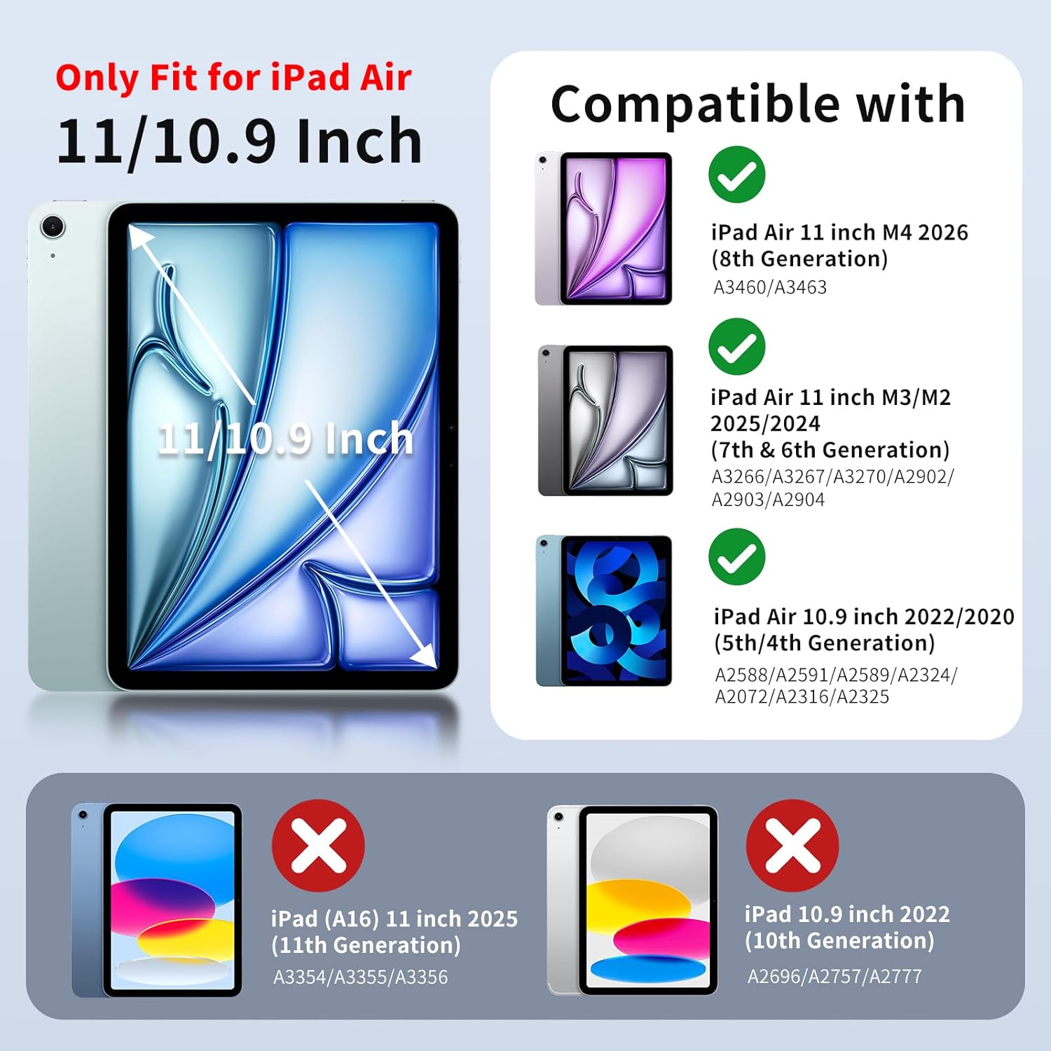 Thumbnail 1 de MoKo 11-Inch iPad Air Case (M4/M3/M2) with Screen & Lens Protector, Pencil Holder, and Auto Wake/Sleep
