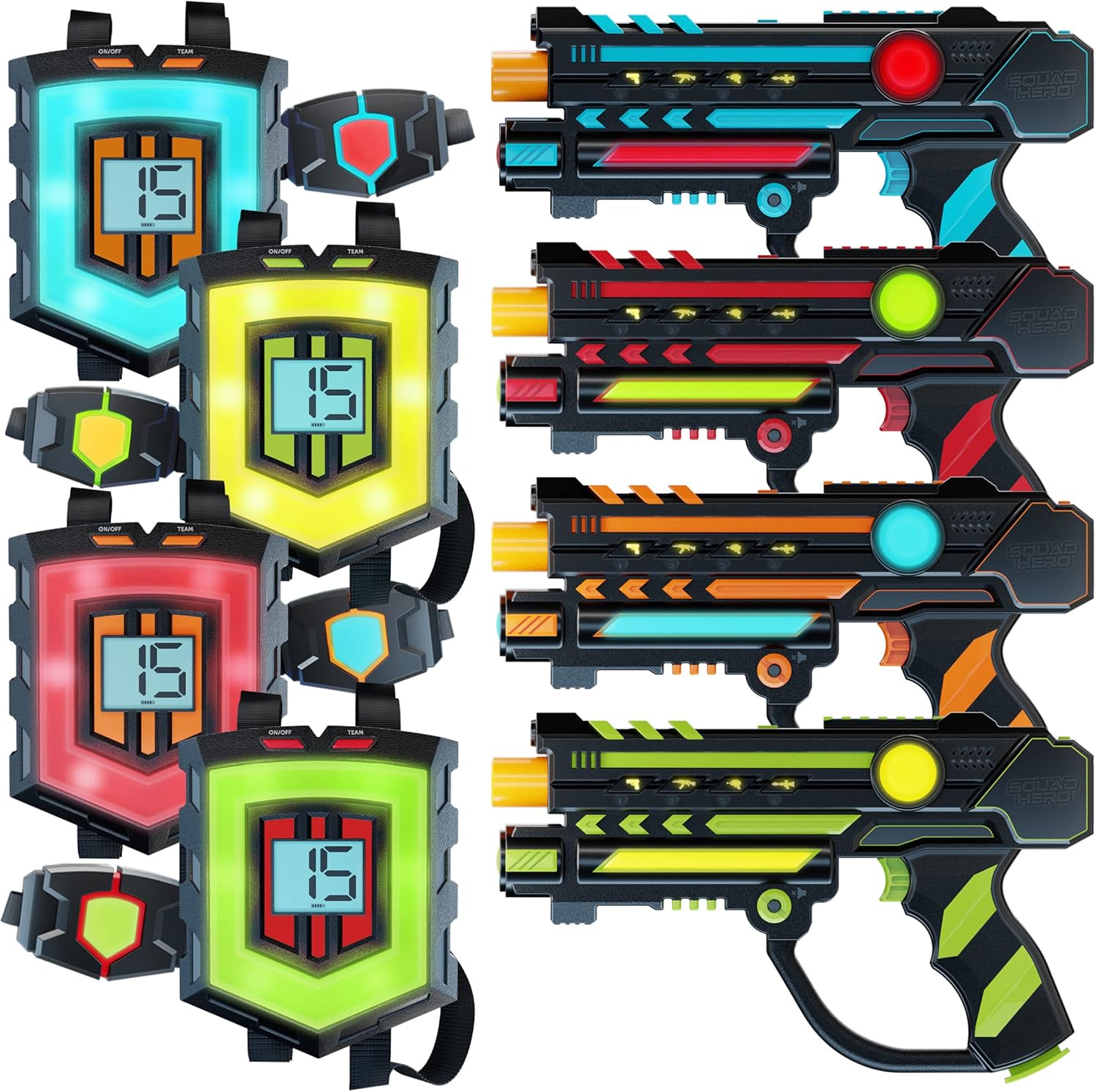 Thumbnail 5 de Squad Hero Rechargeable Laser Tag Set (4 Guns + 4 Vests) with 360° Sensors and LCD HUD