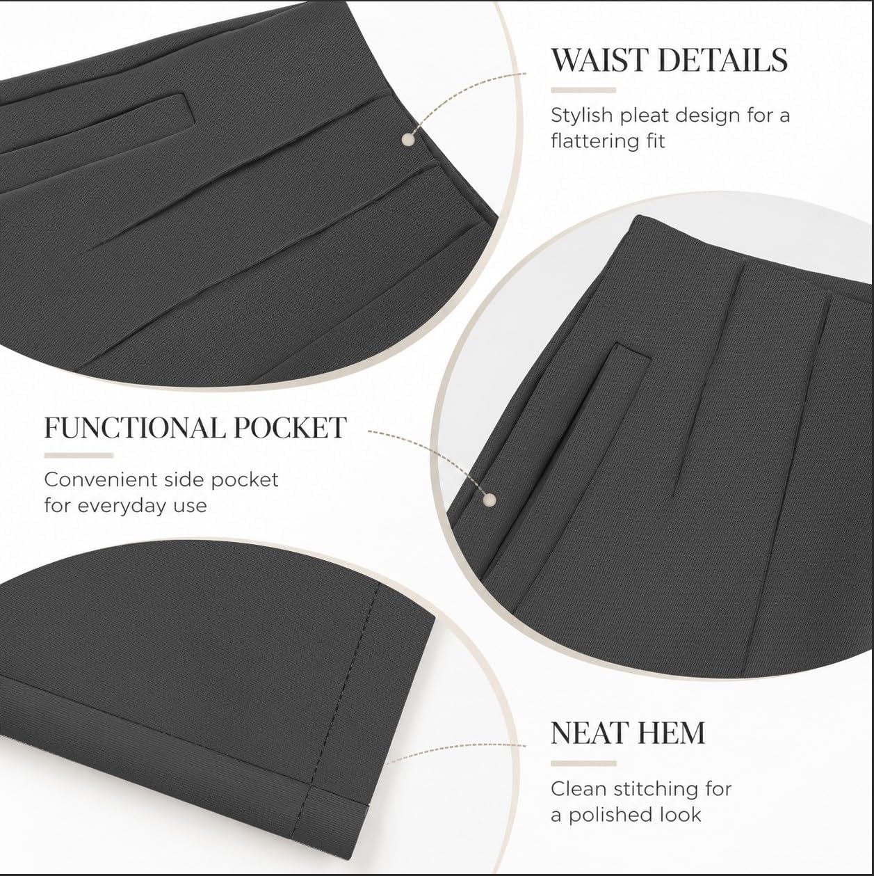 Detalle de LOVESHOOT High-Waisted Pleated Straight-Leg Dress Pants with Stretch