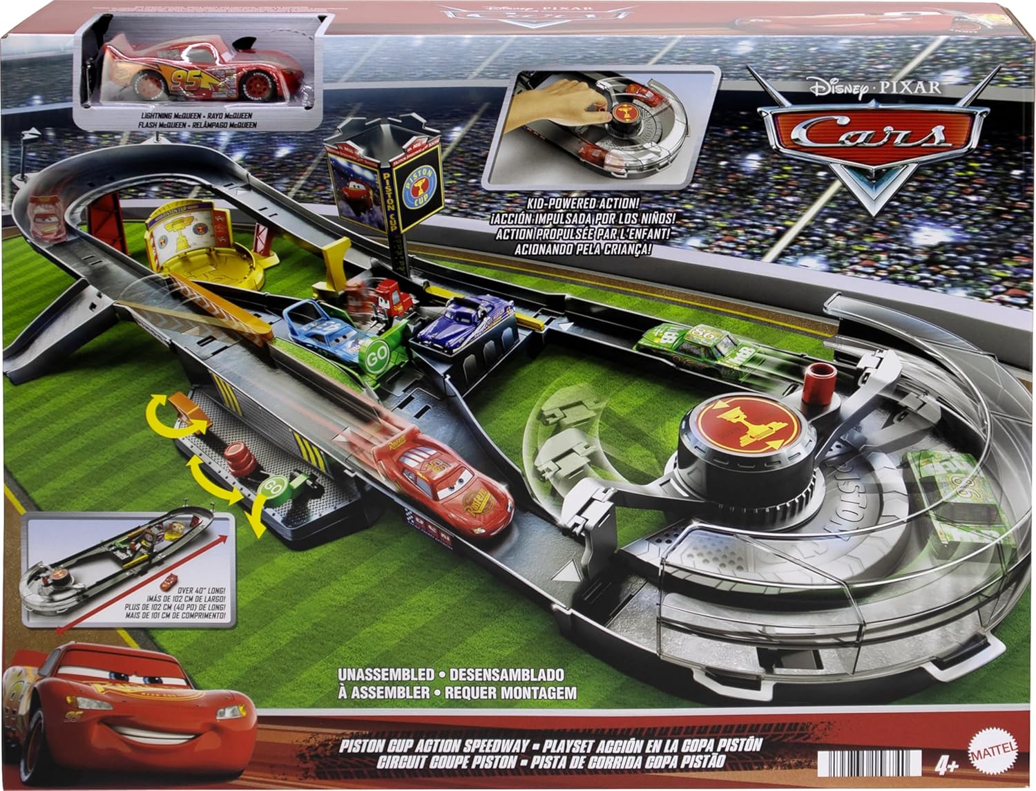 Detalle 2 de Mattel Disney Pixar Cars Piston Cup Action Speedway Track Set with 1:55 Lightning McQueen Die-Cast (Amazon Exclusive)