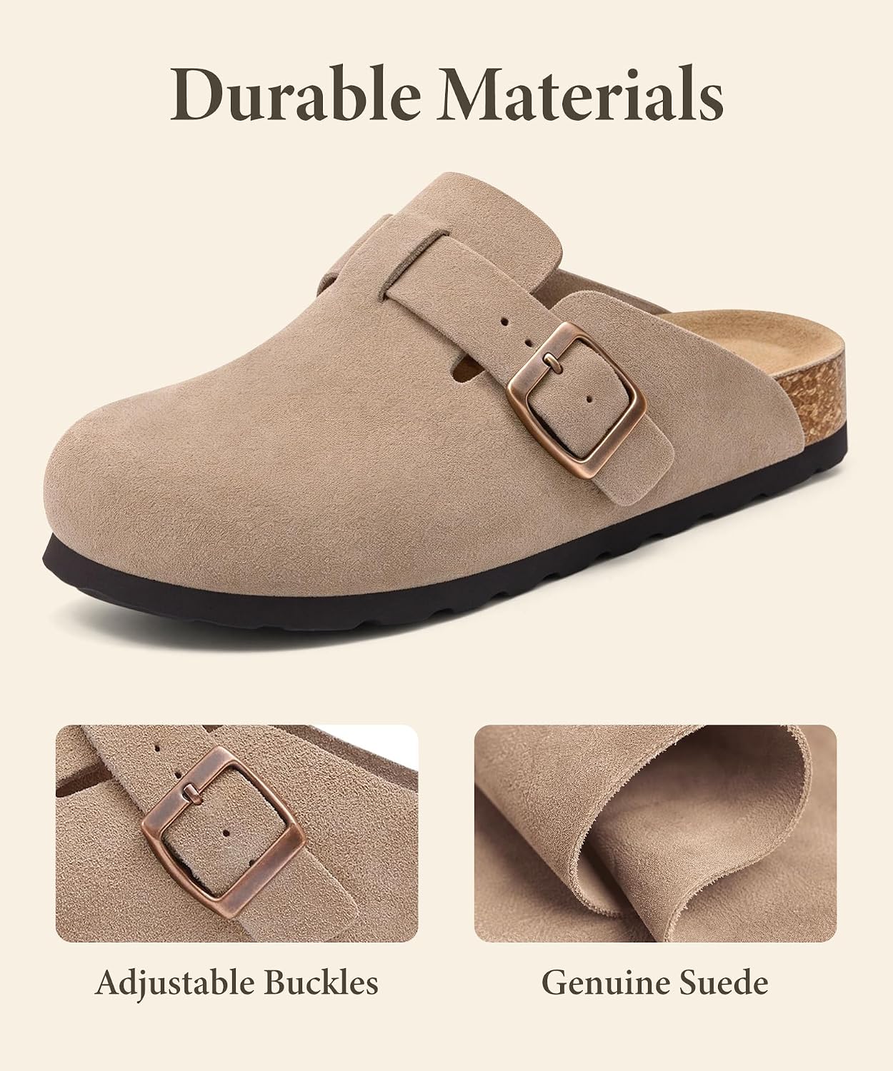 Detalle 2 de Asgard Genuine Suede Clogs with Cork Footbed
