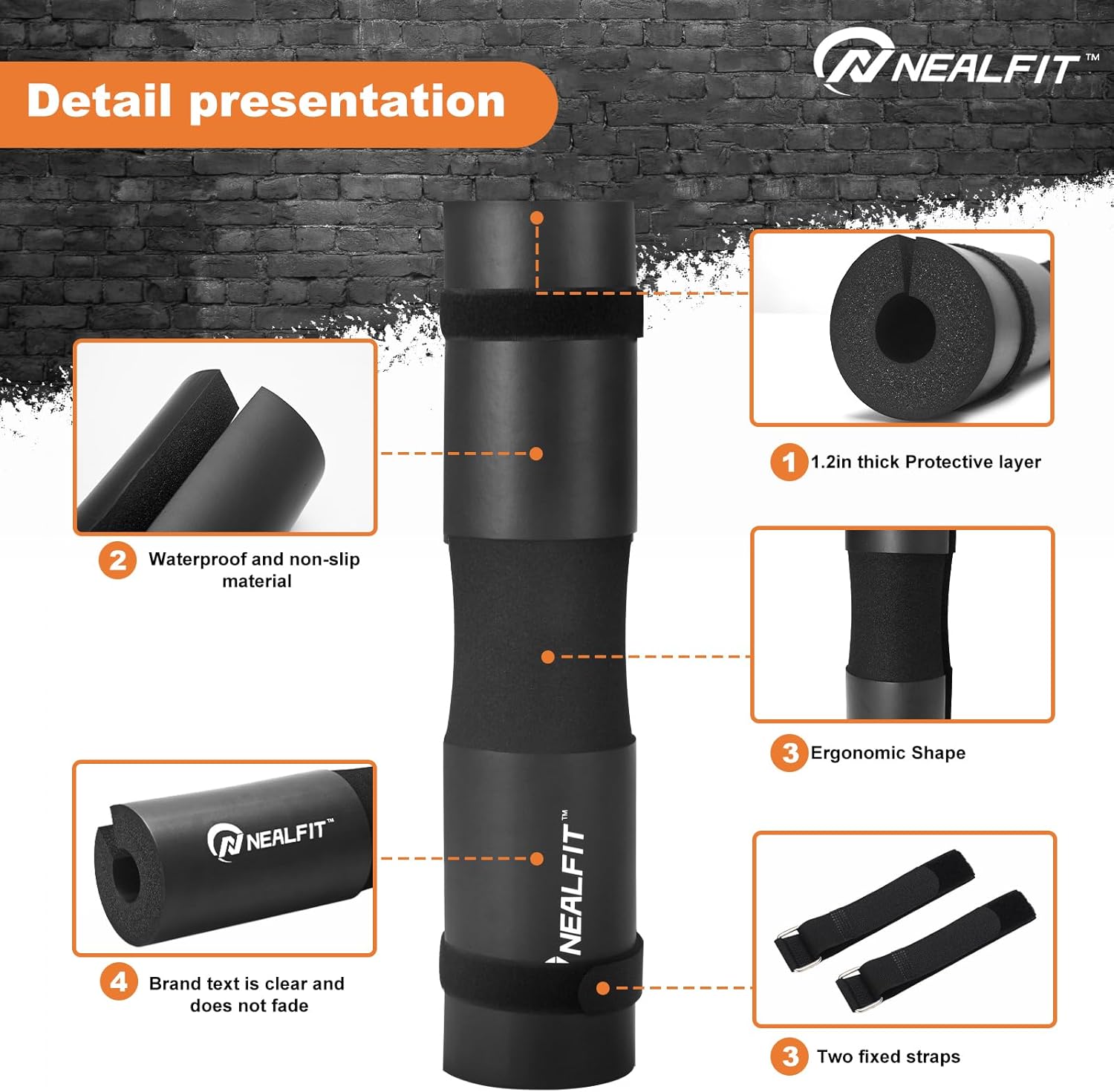 Detalle de NEALFIT squat bar pad for weightlifting