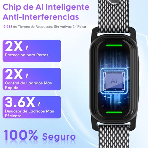 Detalle de LYtech Collar Antiladridos para Perros | 4 Modos de Adiestramiento, Impermeable IP67 y Carga Rápida