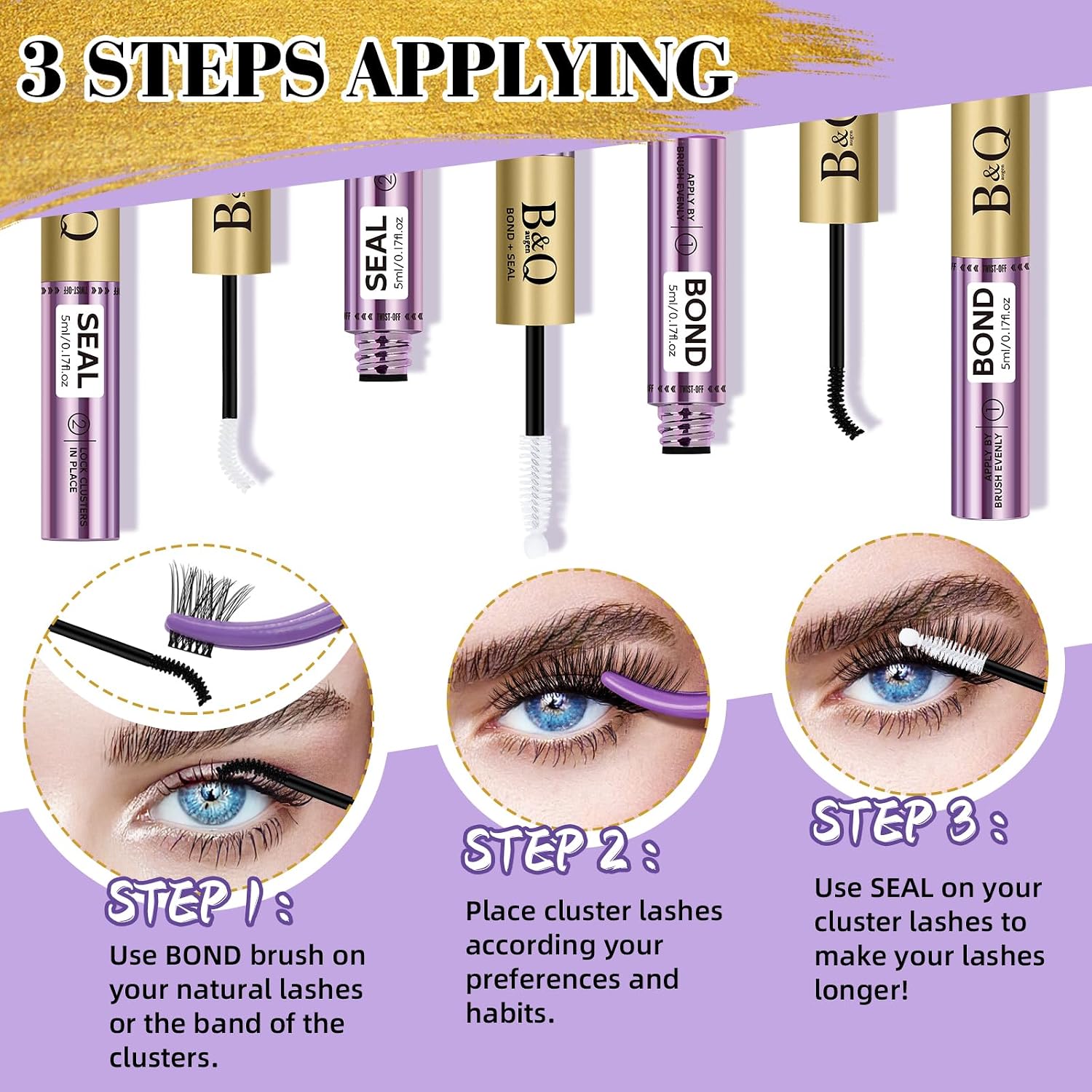 Detalle de B&Q Lash Cluster Glue 10ML: Bond & Seal for Waterproof Lash Clusters