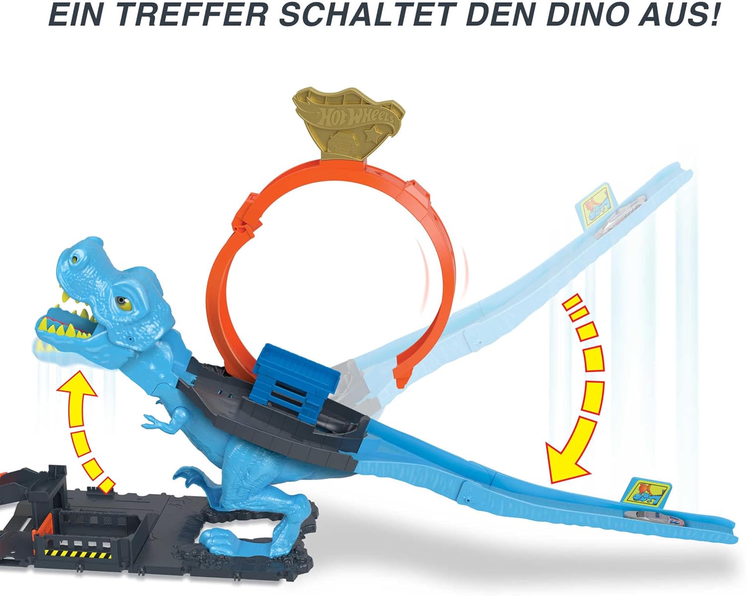 Thumbnail 4 de Hot Wheels Autorennbahn T-Rex Angriff – Geschicklichkeits- und Timing-Spielspaß mit Looping