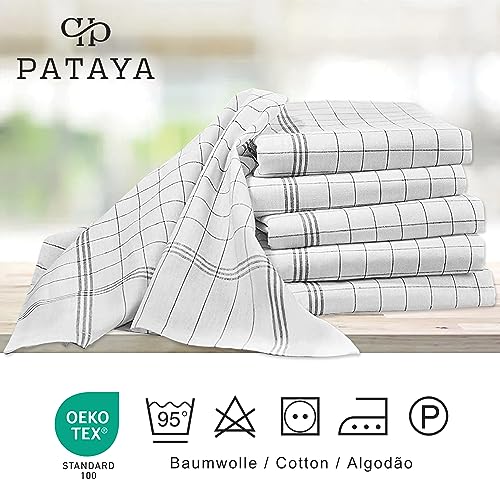 Detalle de Pataya Torchons de Cuisine – Lot de 10 Anthracite 50x70 cm, 100% coton, certifiés Oeko-Tex
