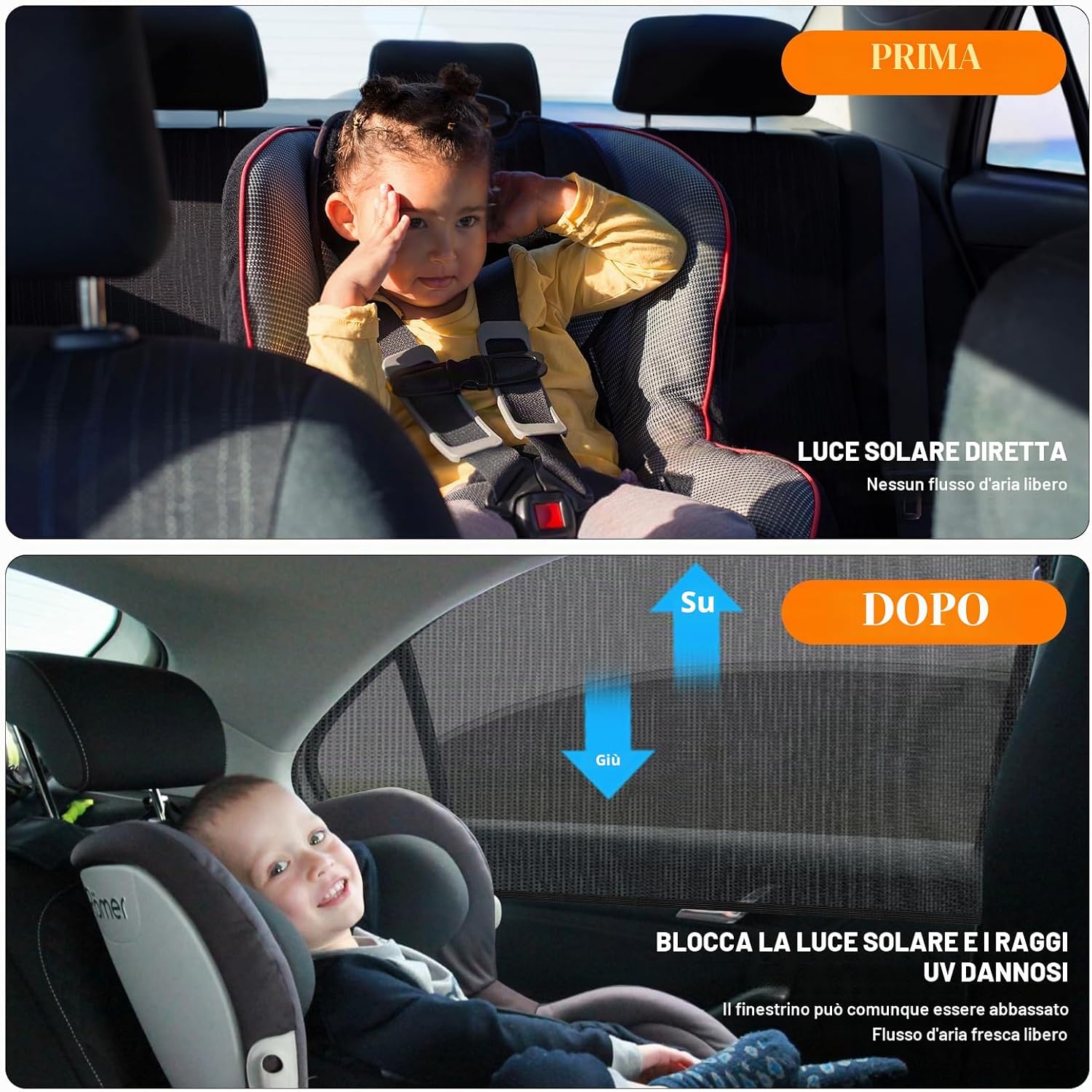 Detalle de Ehomfory Parasole Auto Bambini – 2 Pezzi, Protezione solare UV, Spandex traspirante, aggiornamento 2026