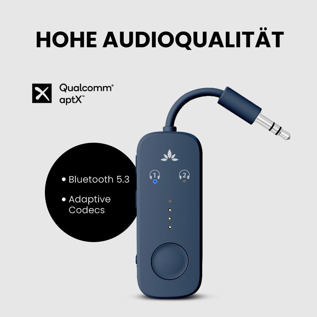 Thumbnail 4 de Avantree Relay Bluetooth 5.3 Adapter für Flugzeug mit Qualcomm aptX Adaptive (3,5-mm-AUX, 2 Kopfhörer/AirPods)
