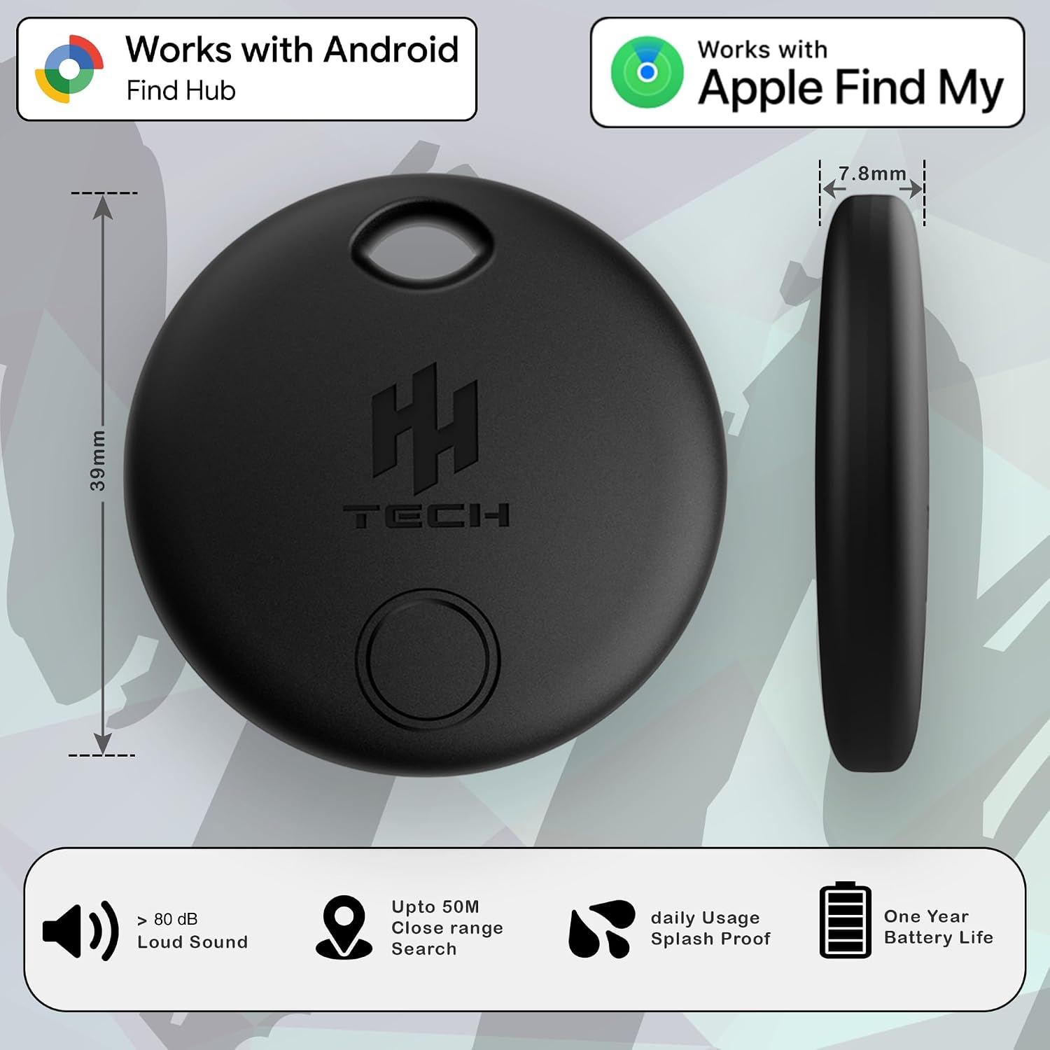 Thumbnail 6 de HH-Tech Dual-System Smart Tracker Tags: Practical dual-network item finder for iOS and Android