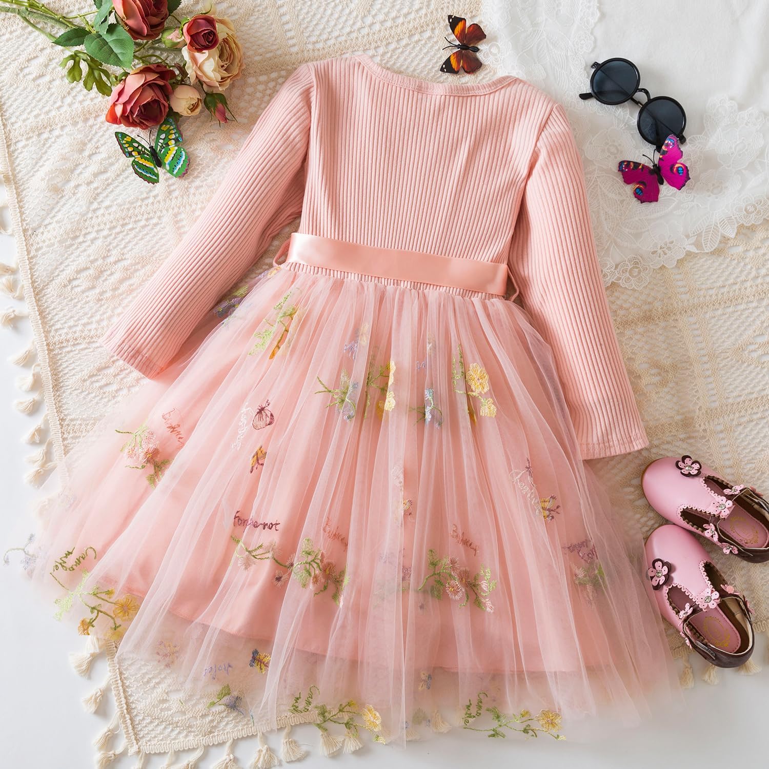 Thumbnail 2 de NNJXD baby girl flower embroidery tulle dress (1–5 years) for birthday parties and summer outings