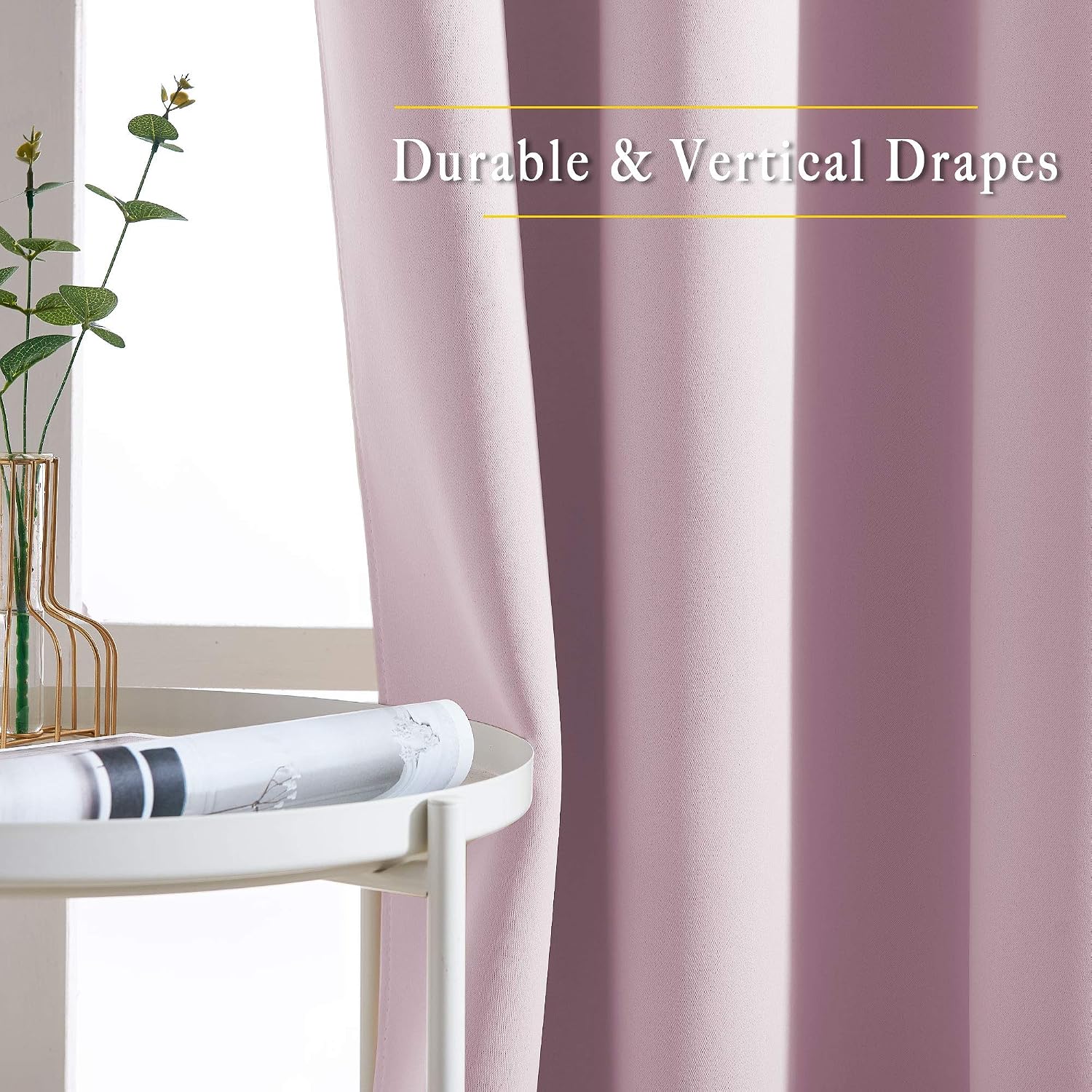 Detalle de NICETOWN Blackout Pink Curtains for Girls Room (Lavender Pink/Baby Pink) — Thermal Insulated Grommet Panels, 1 Pair, 52 x 84 in