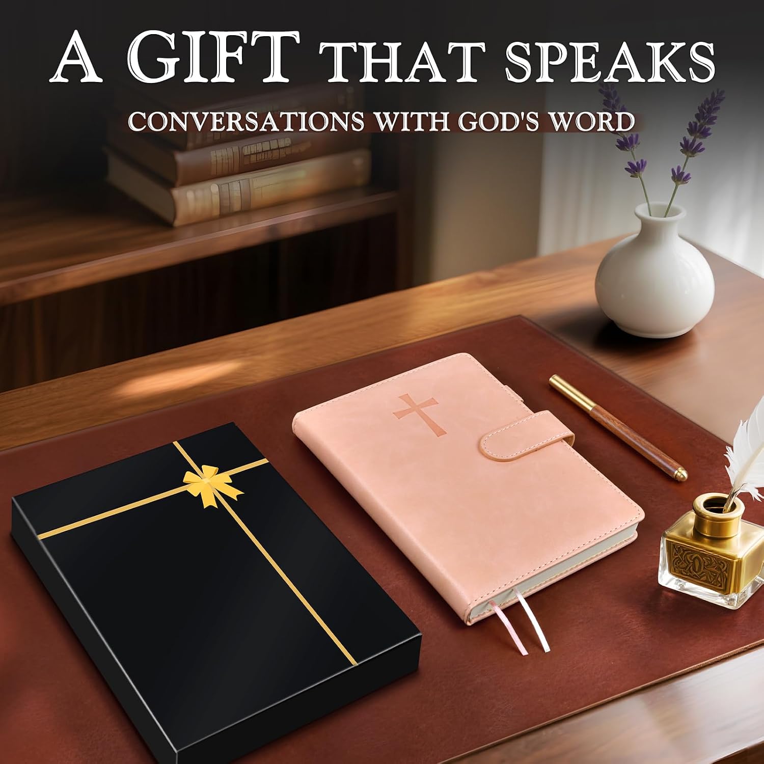 Detalle de PAPEJOON 03 Leather Bible Journal, Pink A5 Prayer and Scripture Notebook